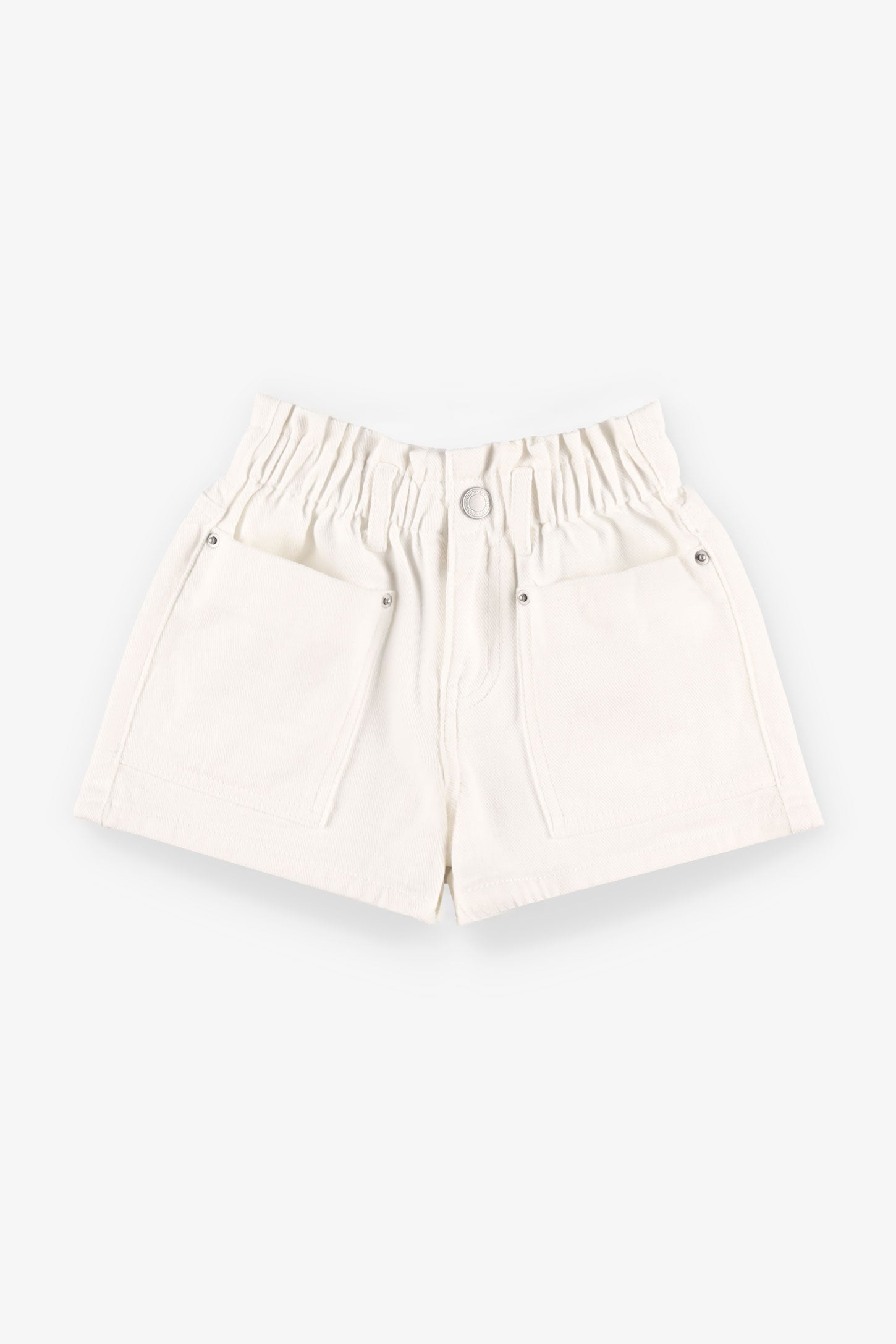 Short ''Paperbag'' en jeans - Enfant fille && BLANC