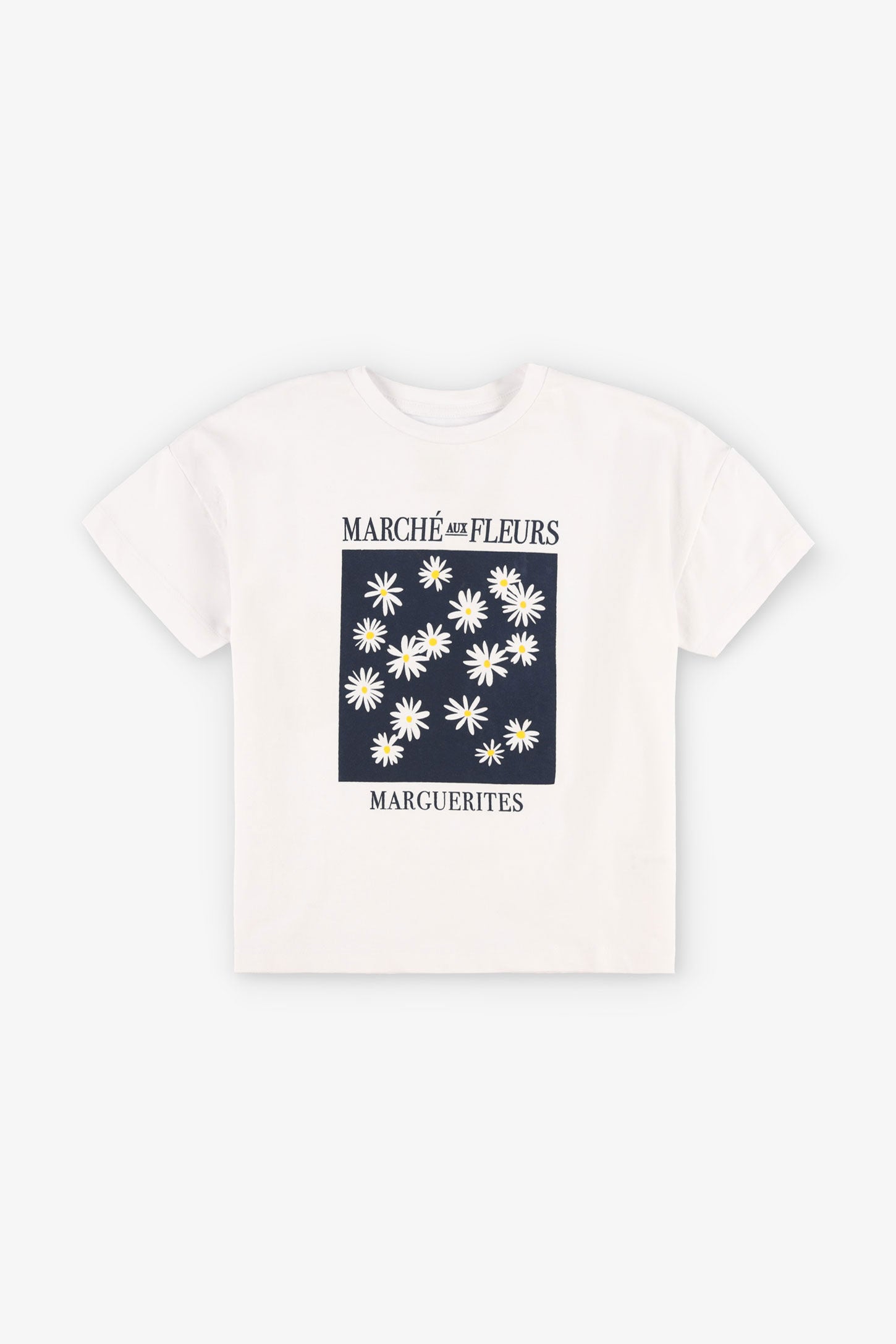 T-shirt coupe ample imprimé en coton, 2/20$ - Enfant fille && BLANC