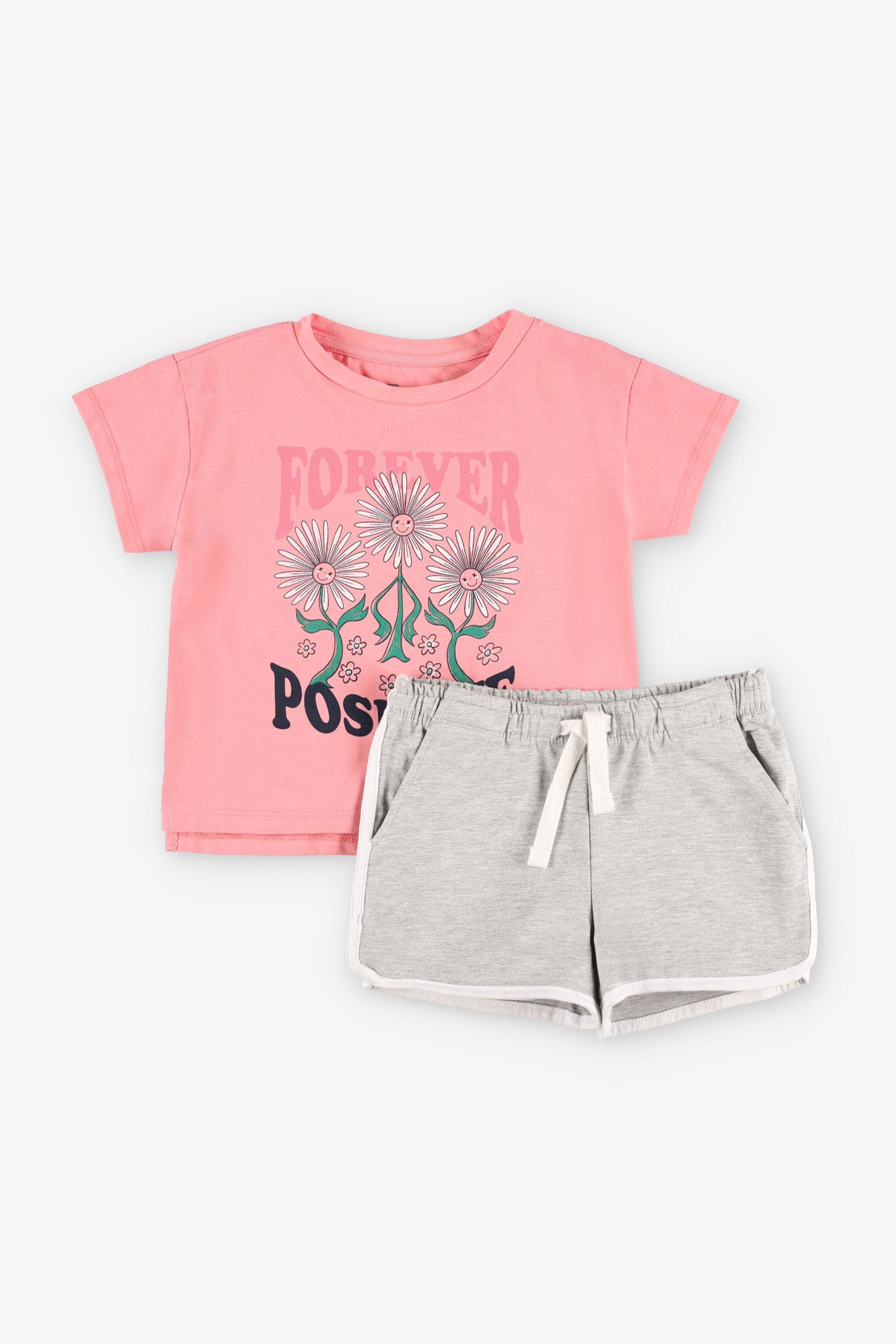 Ensemble 2-pièces t-shirt et short - Enfant fille && ROSE