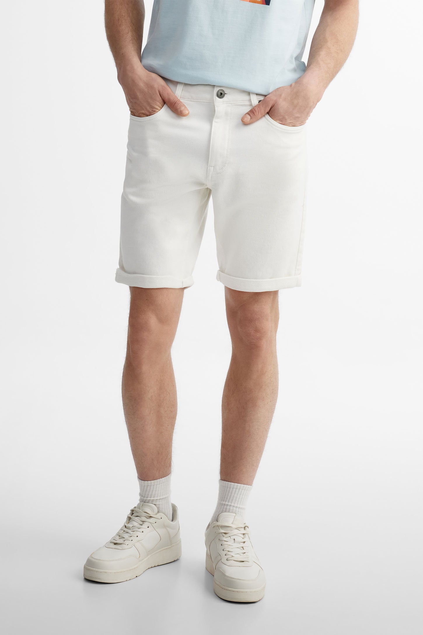 Short 5 poches en twill - Homme && BLANC