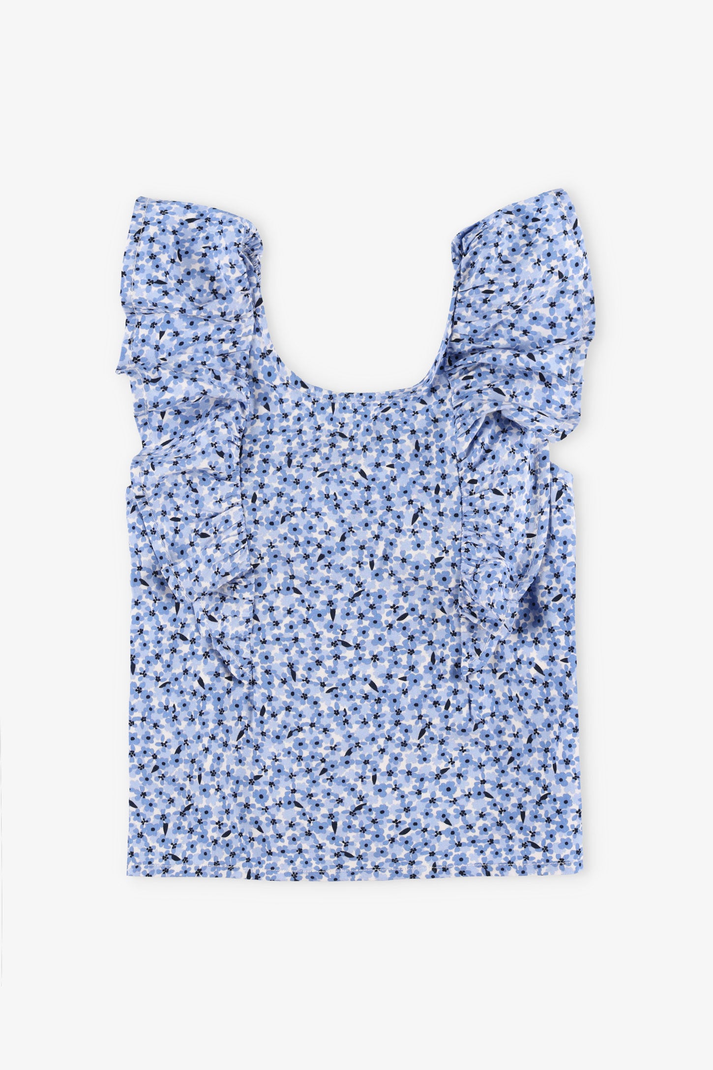 Camisole bretelles à volants challis - Enfant fille && BLEU MULTI