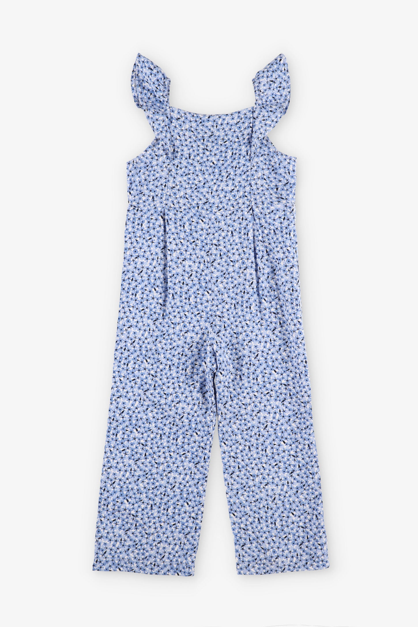 Combinaison bretelles à volants challis - Enfant fille && BLEU MULTI