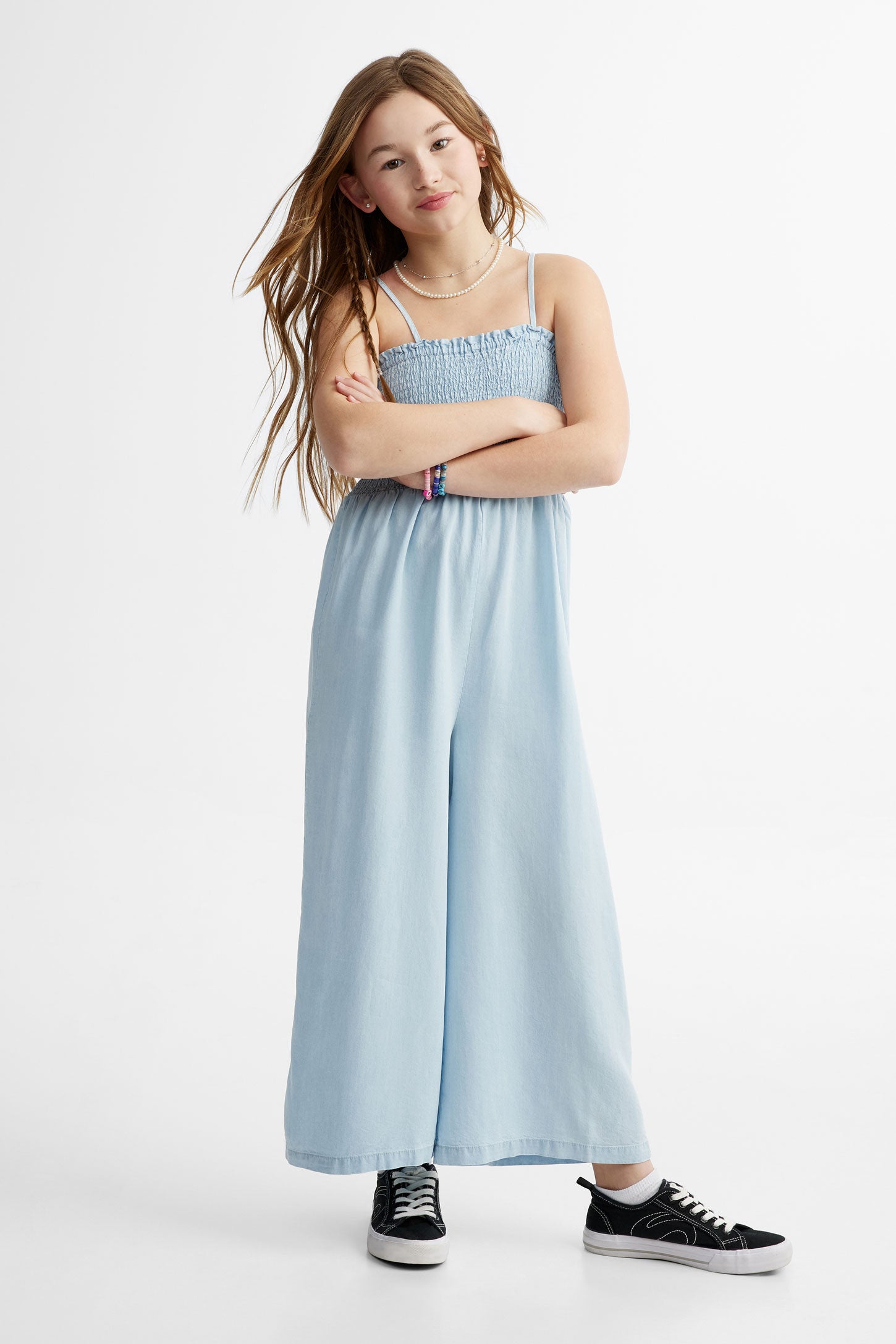 Combinaison jambe large en Lyocell - Ado fille && BLEU PALE