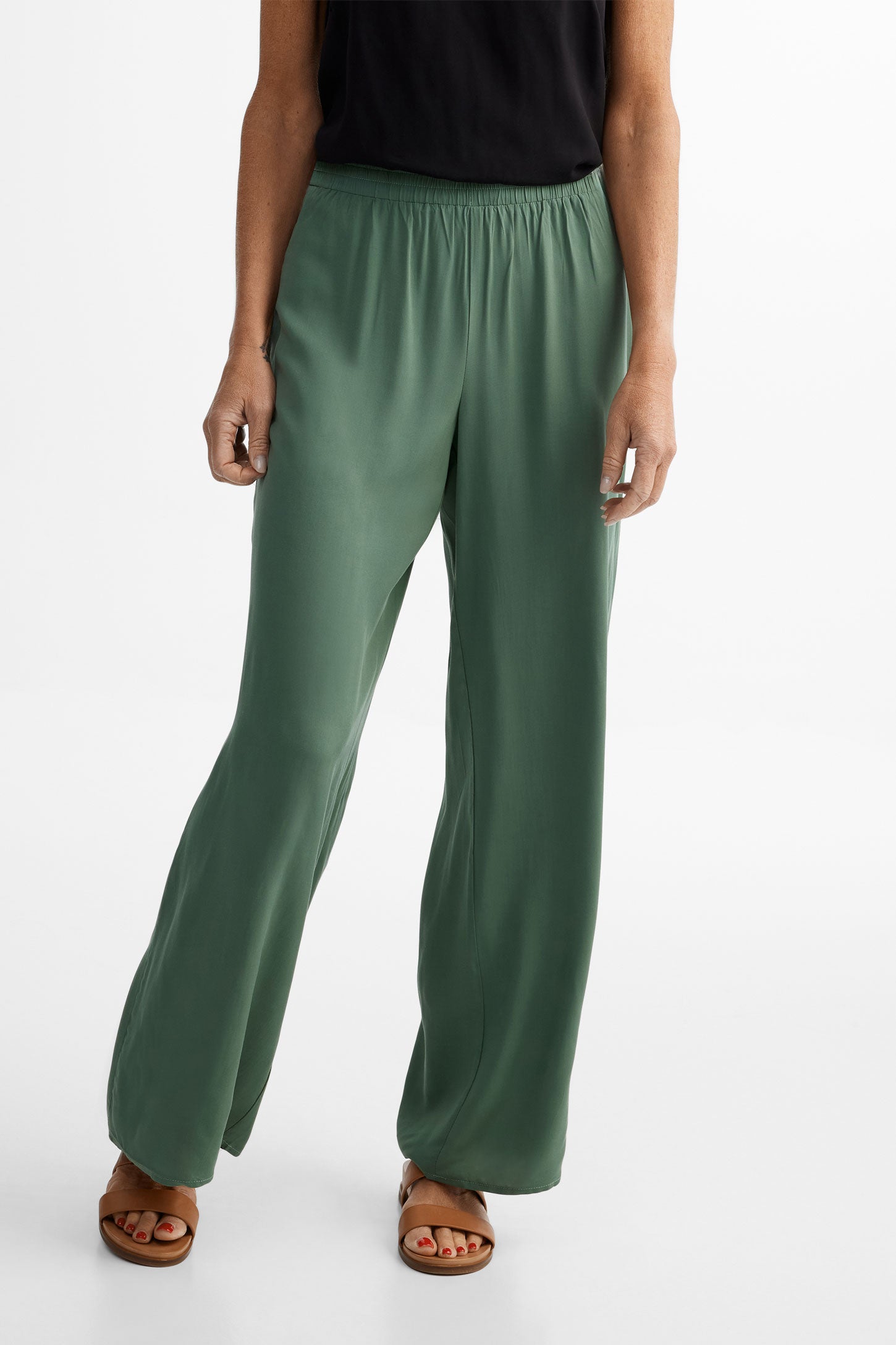 Pantalon palazzo en Challis - Femme && KAKI