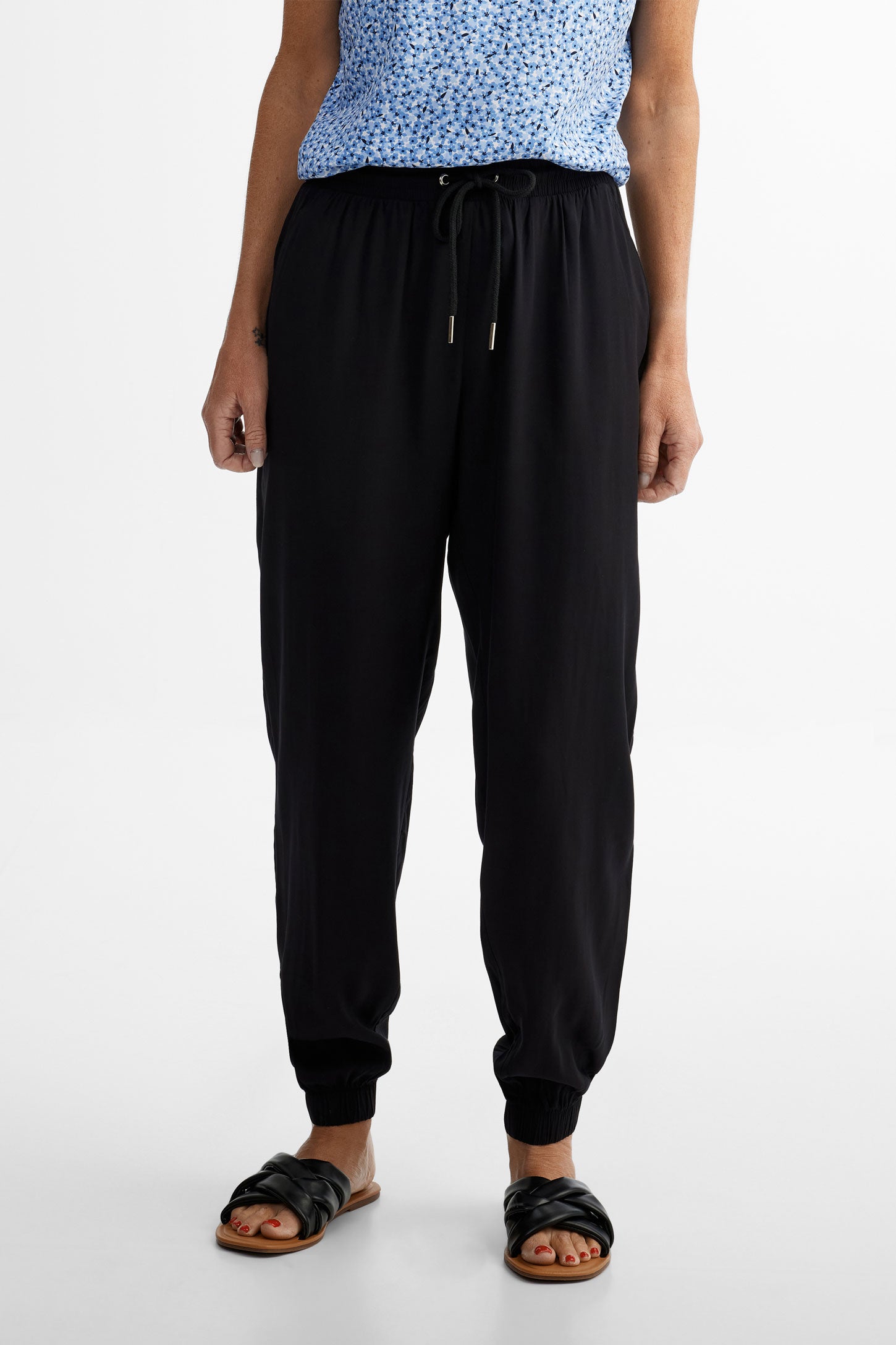 Pantalon jogger en Challis - Femme && NOIR