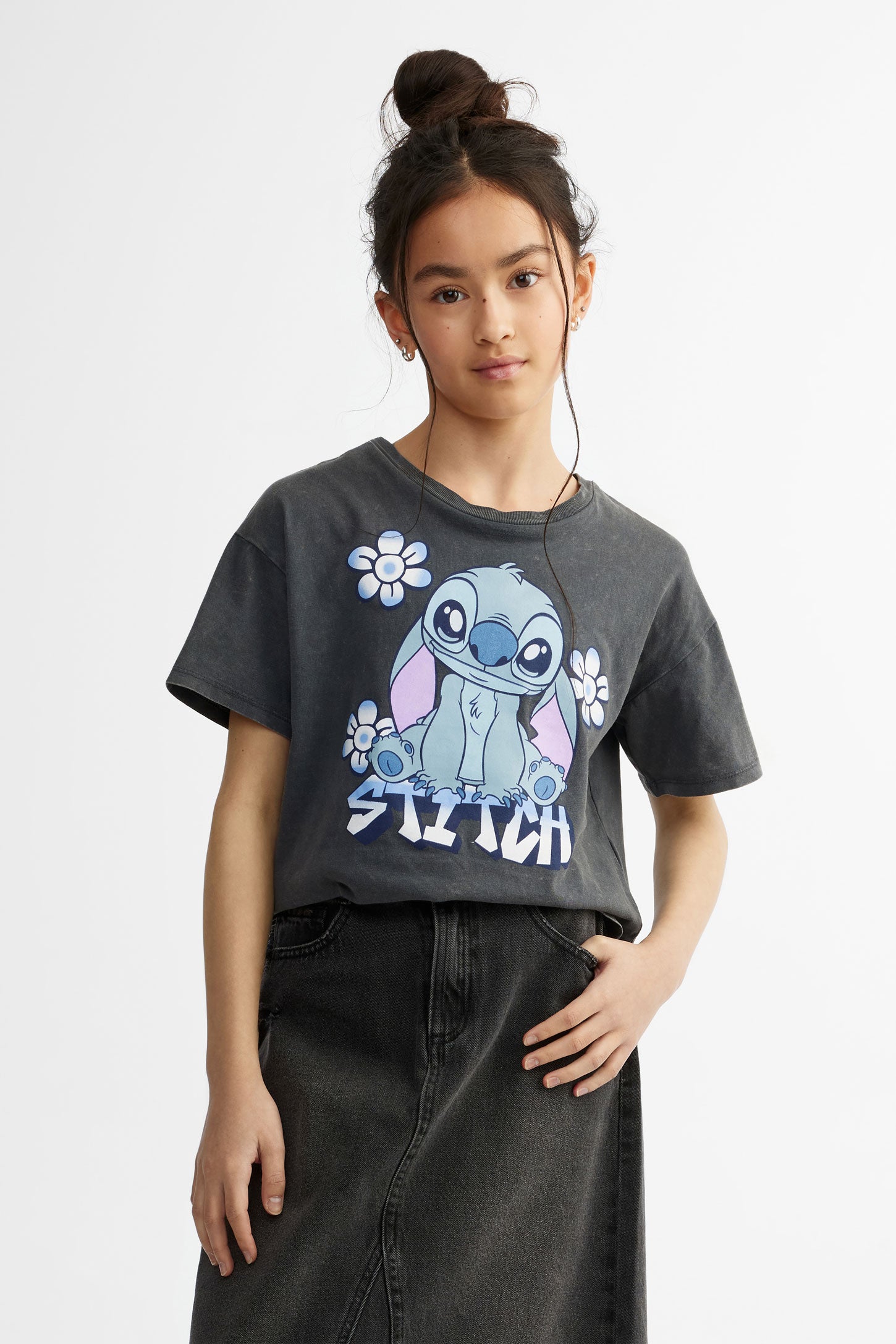 T-shirt Manches Longues Lilo Et Stitch Pour Fille - Tissu Doux - À L'effigie De Stitch Disney - Pour Saisons Fraîches