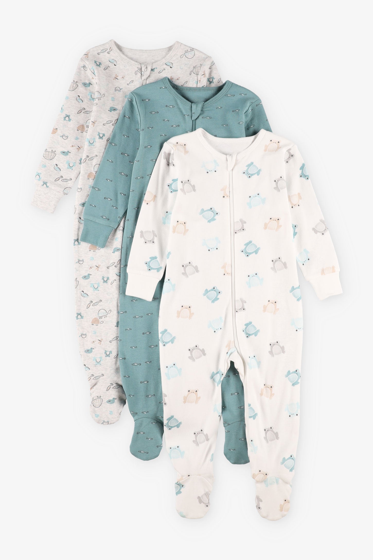Lot de 3 pyjamas en coton - Bébé garçon && VERT