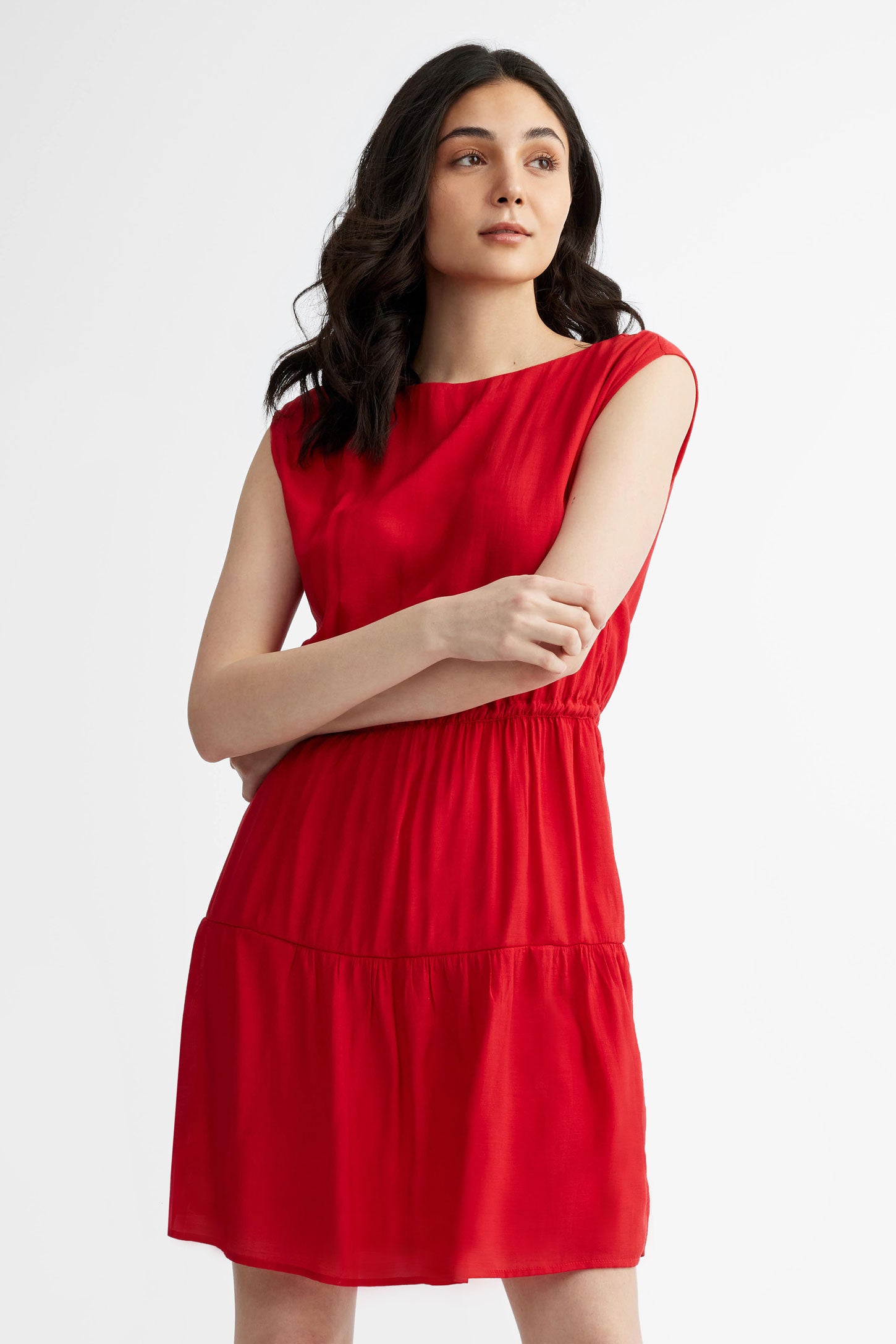 Robe courtes dos ajouré - Femme && ROUGE