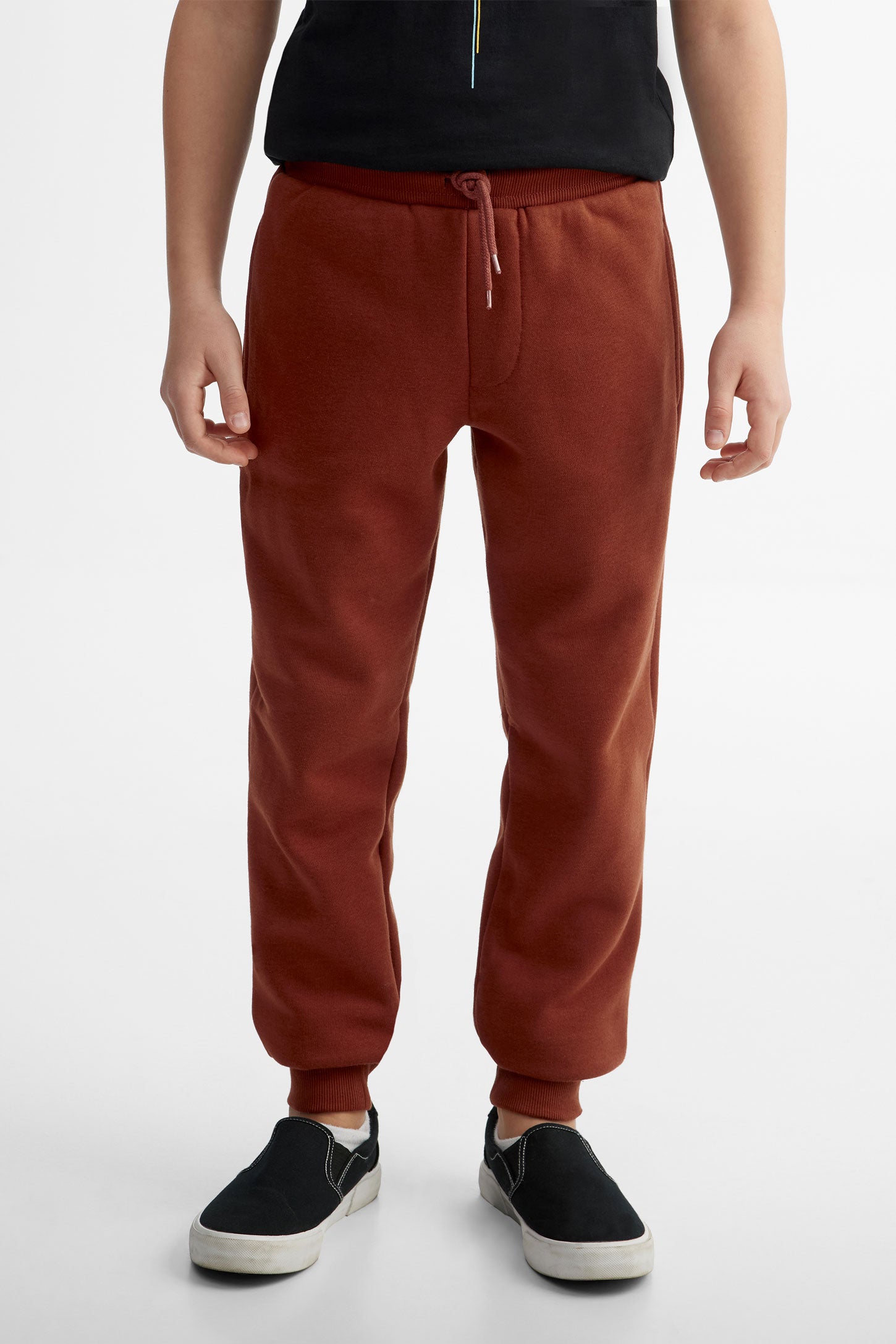 Pantalon jogger coton ouaté - Ado garçon && BRUN