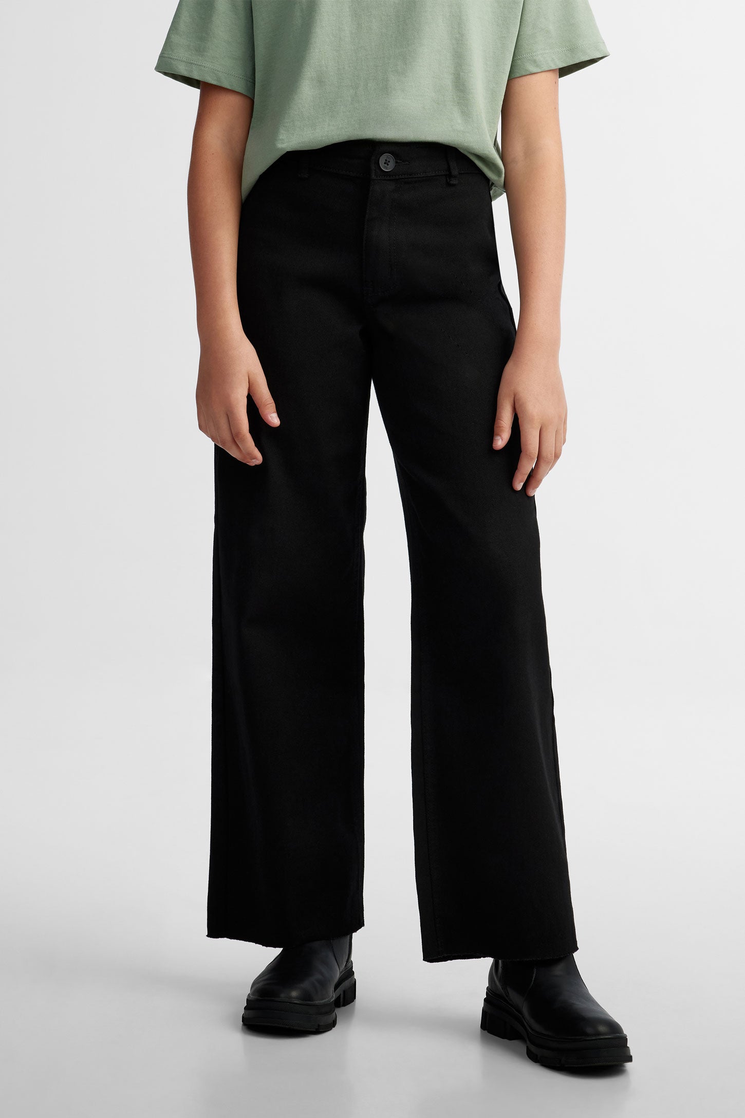 Jeans jambe évasée - Ado fille && NOIR