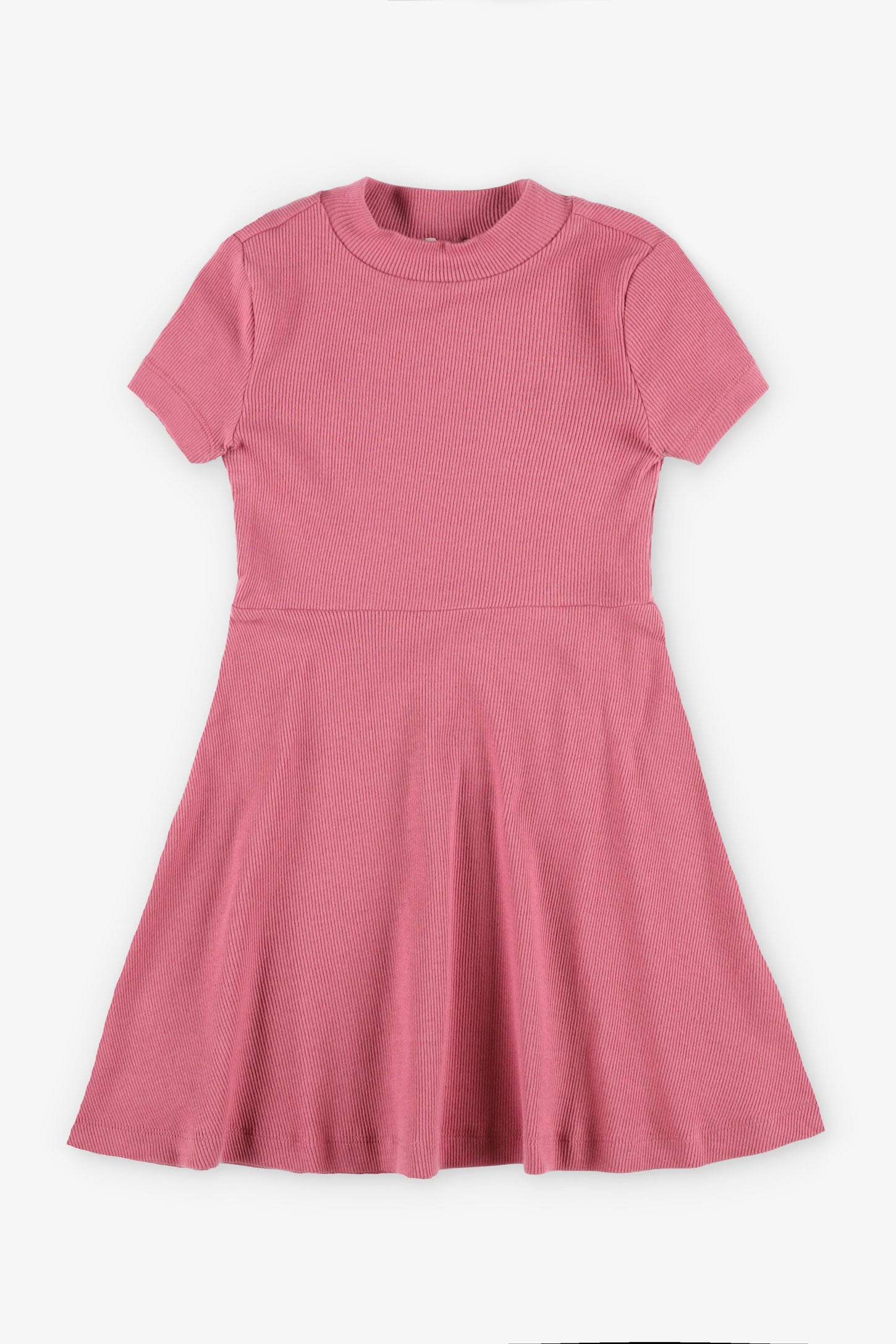 Robe patineuse côtelée en coton - Enfant fille && ROSE