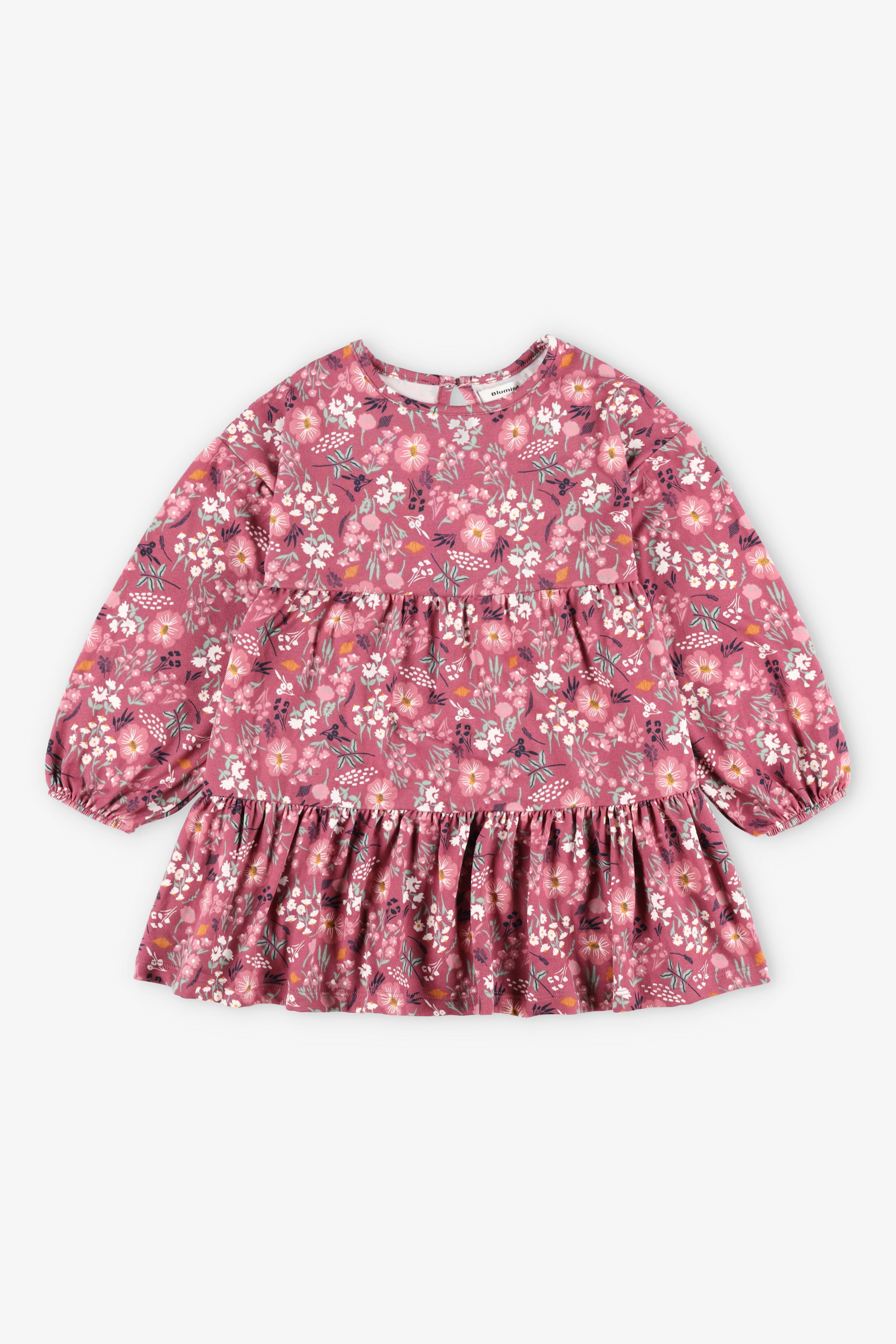 Robe à volants étagés imprimé floral en Moss - Enfant fille && ROSE MULTI