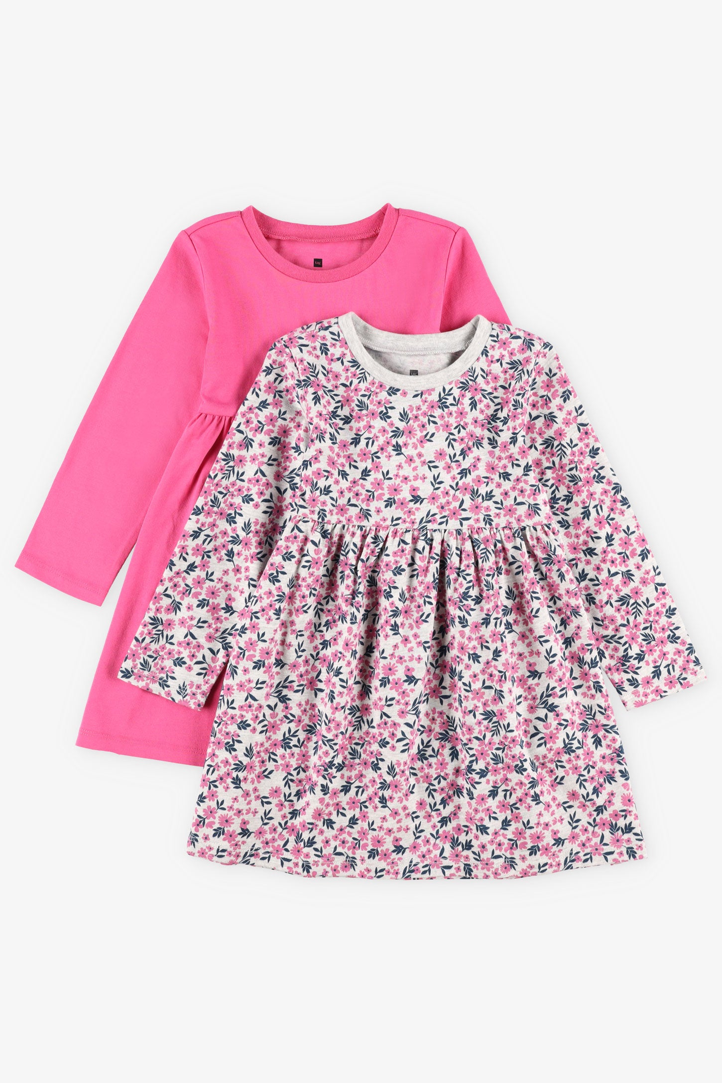 Lot de 2 robes en coton - Enfant fille && GRIS MULTI