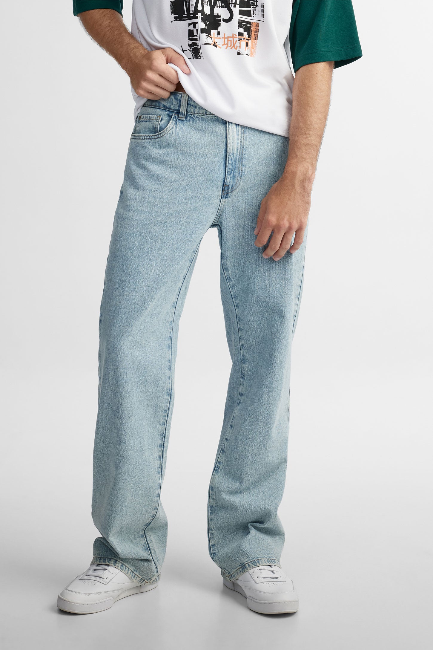 Jeans coupe ''Baggy'' - Homme && DENIM PALE