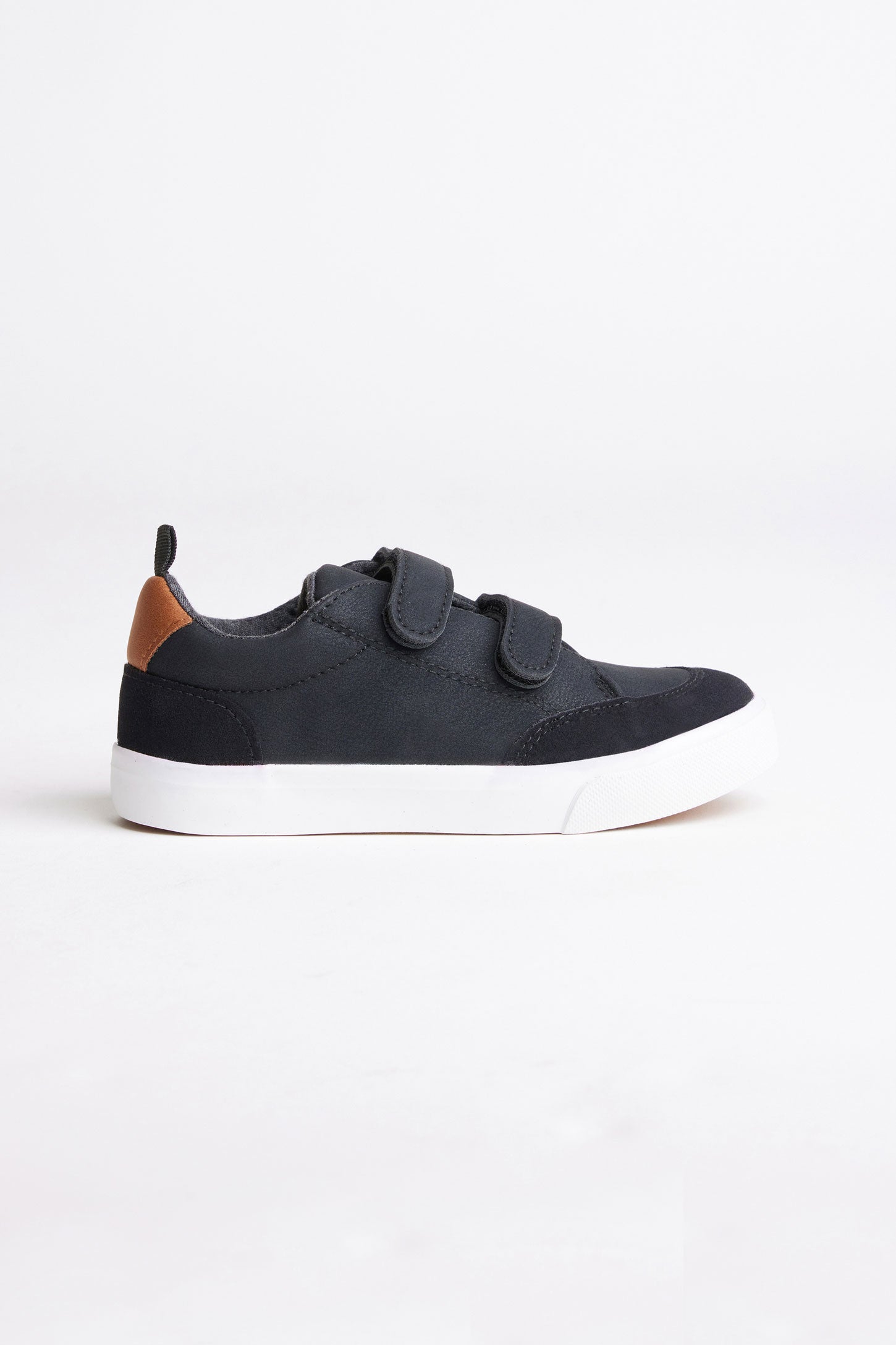 Chaussures à velcro en nubuck et faux suède - Enfant garçon && NOIR