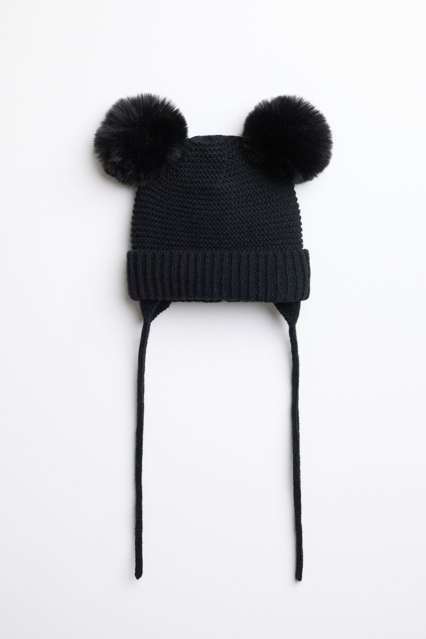 Tuque à pompons en tricot, 2T-3T - Bébé fille && NOIR