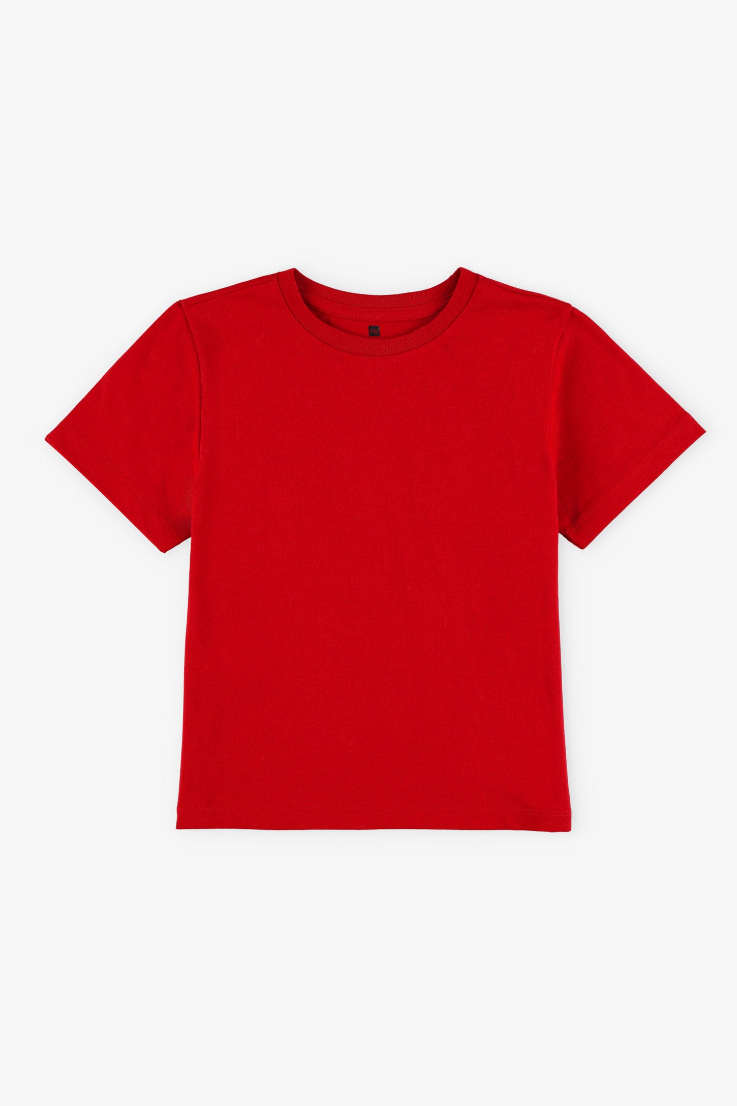 T-shirt col rond coupe droite en coton - Enfant garçon && ROUGE