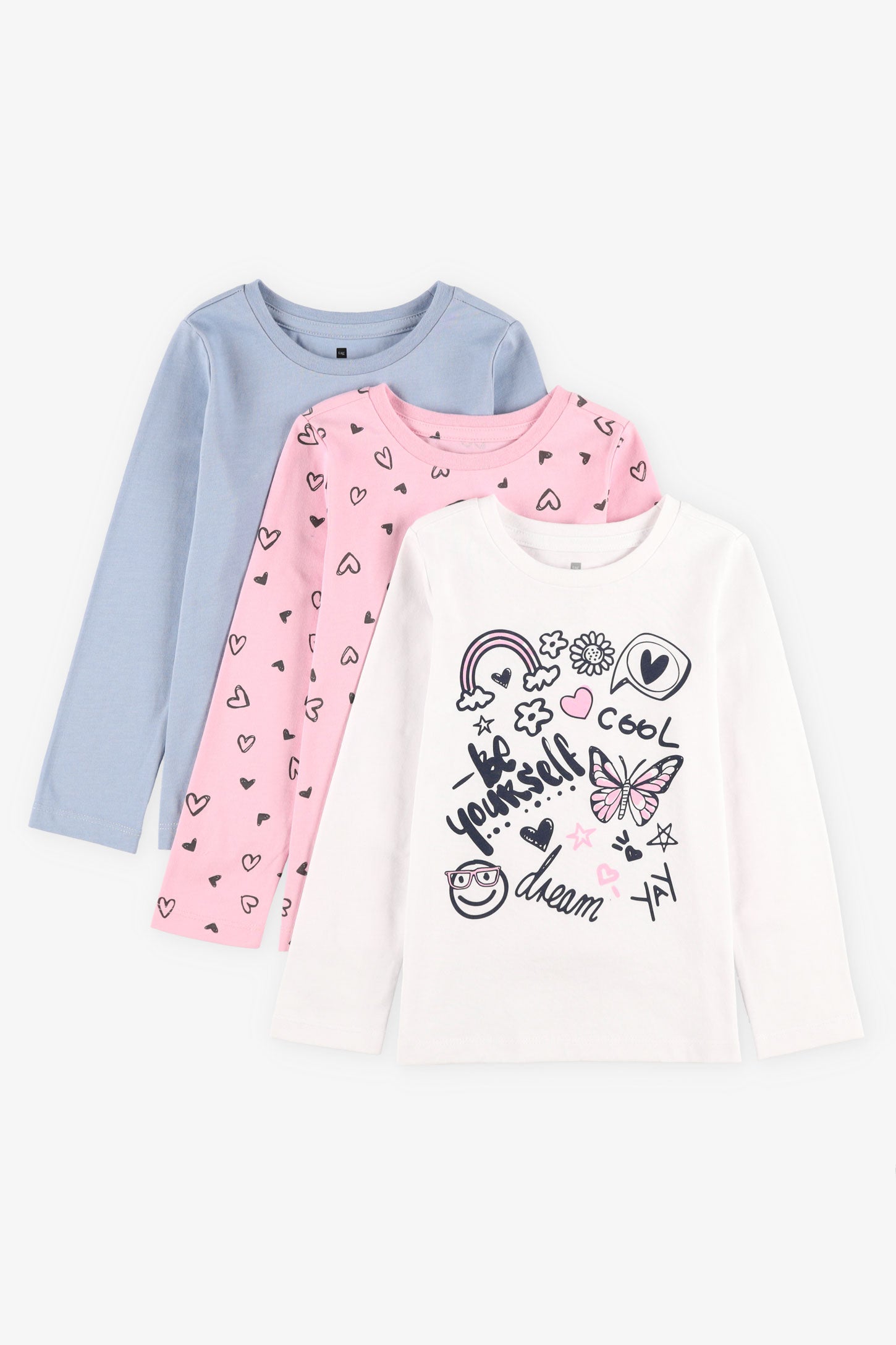 Lot de 3 chandails manches longues en coton - Bébé fille && BLANC