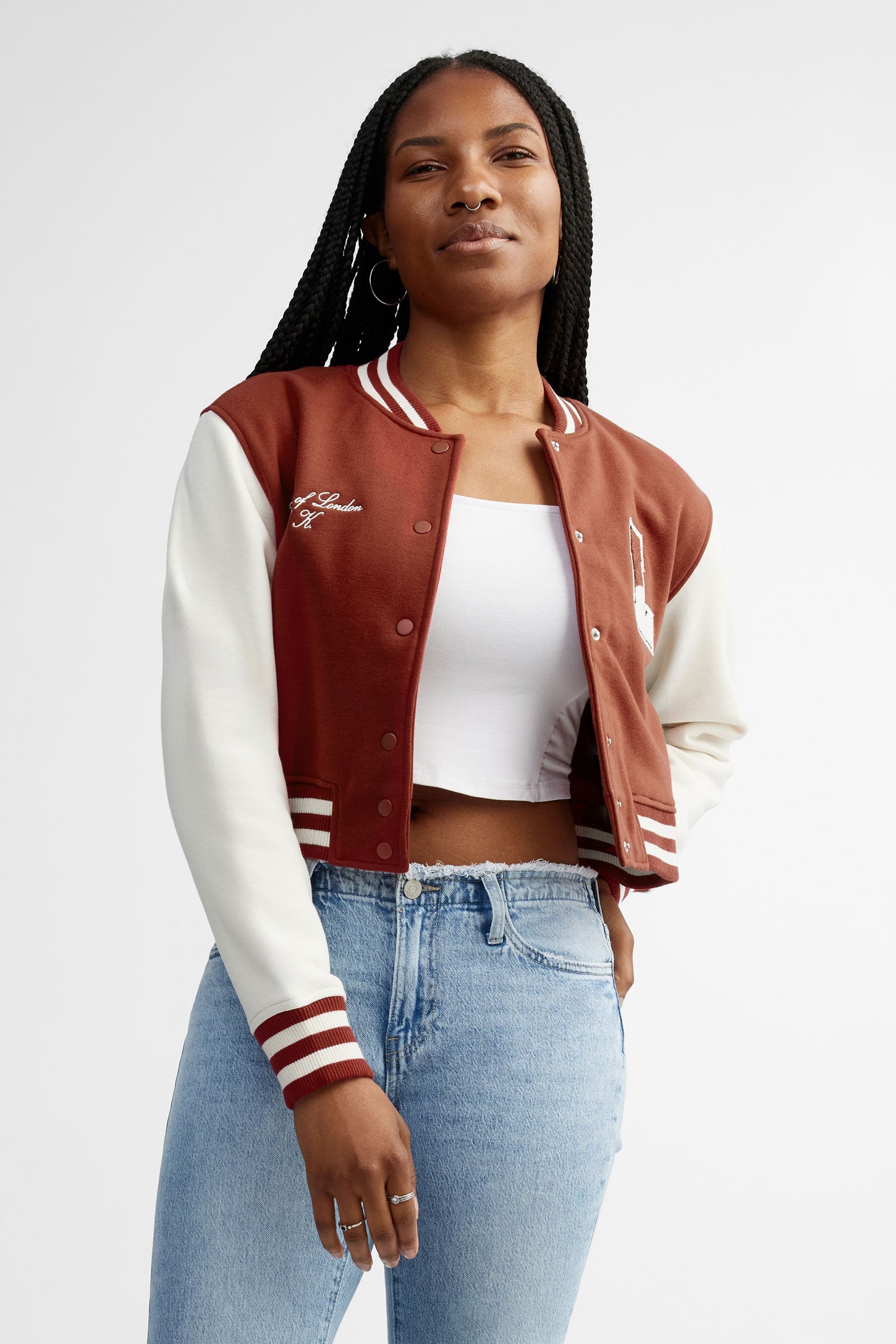 Veste Bomber coupe écourtée - Femme && ROUGE/MULTI