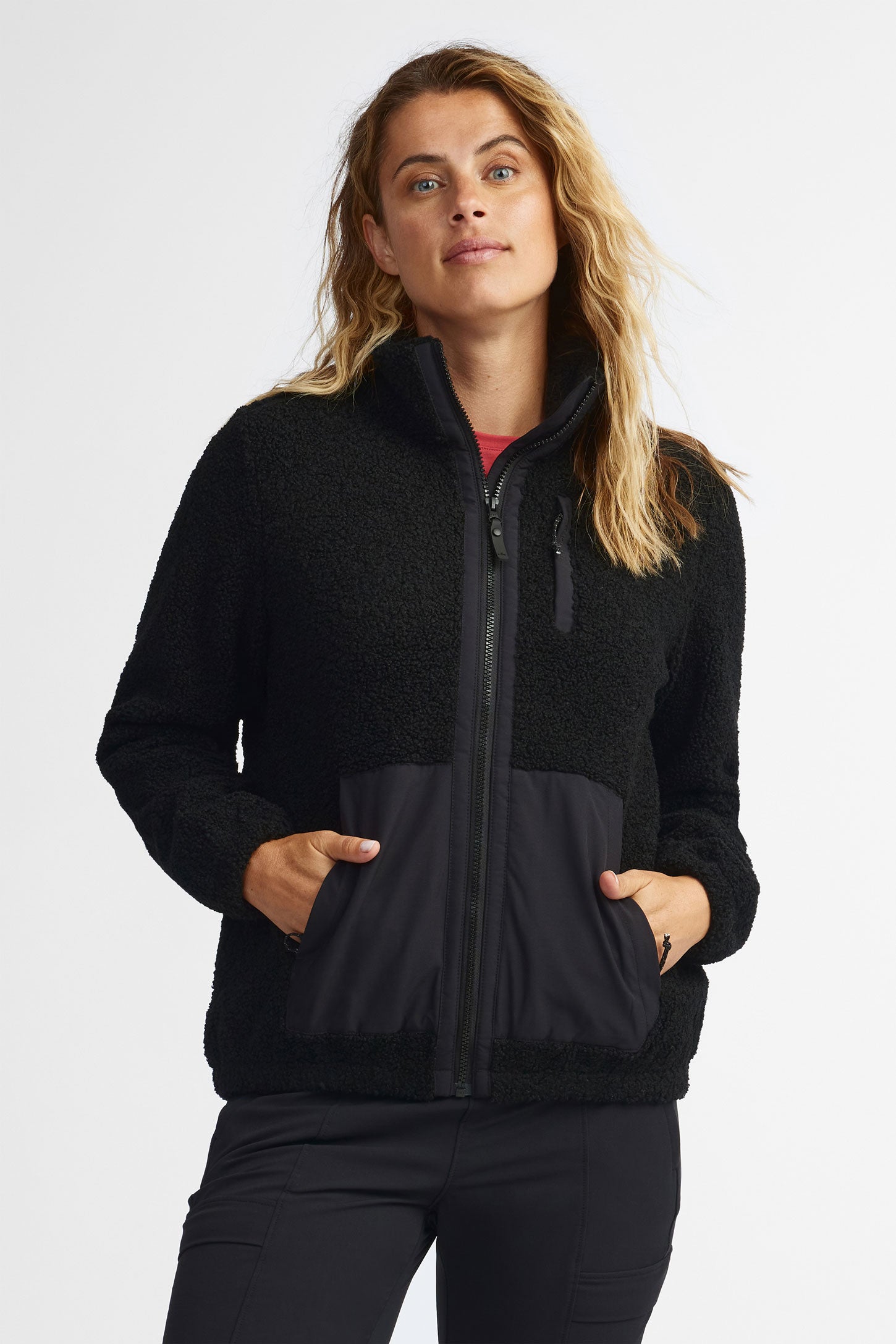 Veste col montant en sherpa BM - Femme && NOIR
