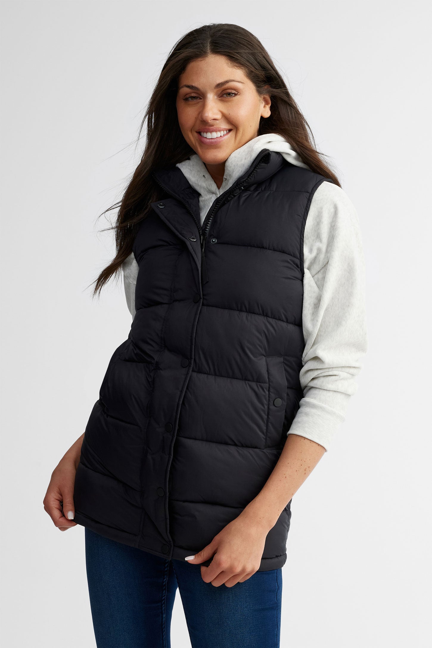 Veste matelassée sans manches 3/4 - Femme && NOIR
