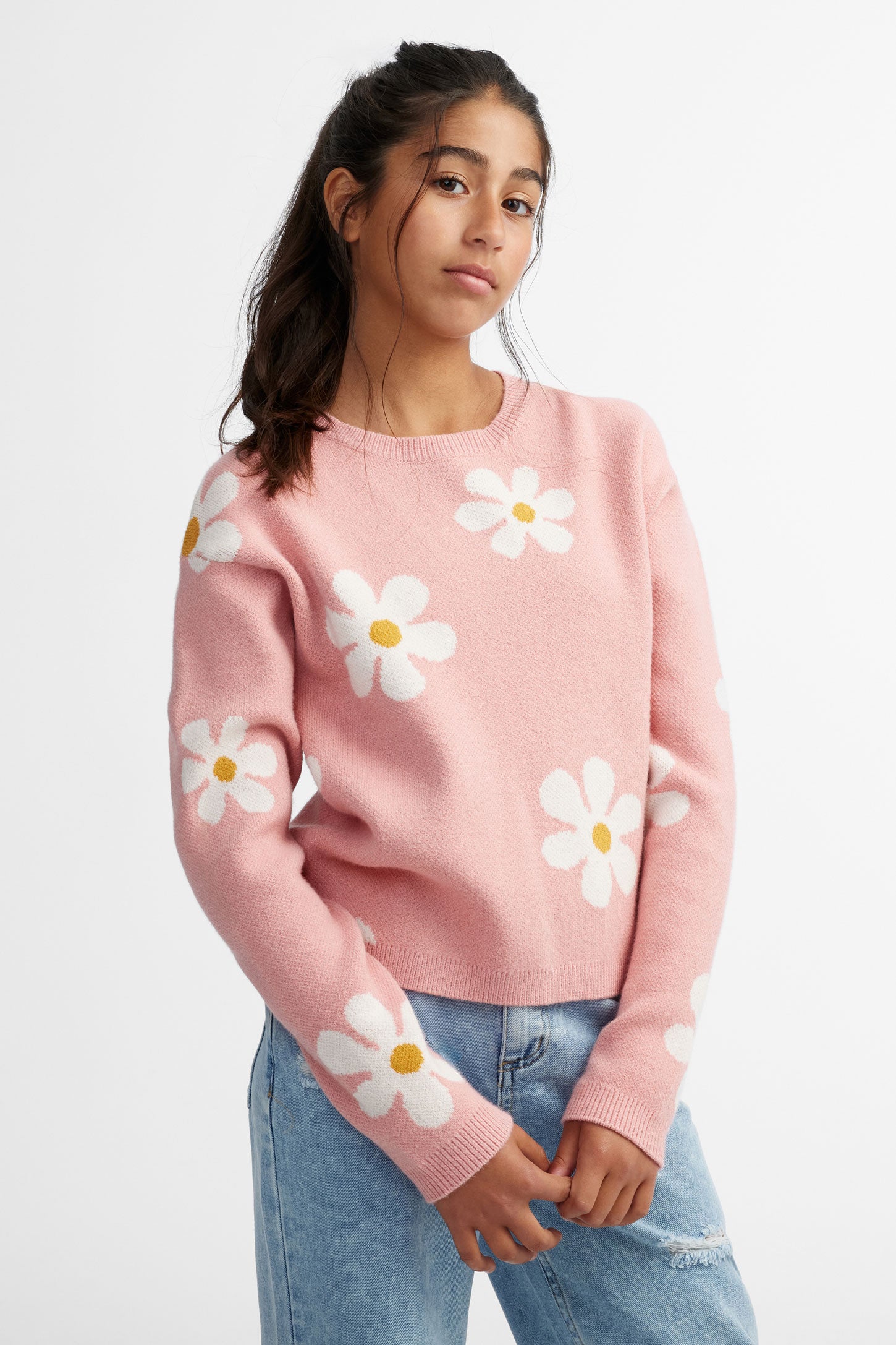 Chandail tricot jacquard - Ado fille && ROSE MULTI