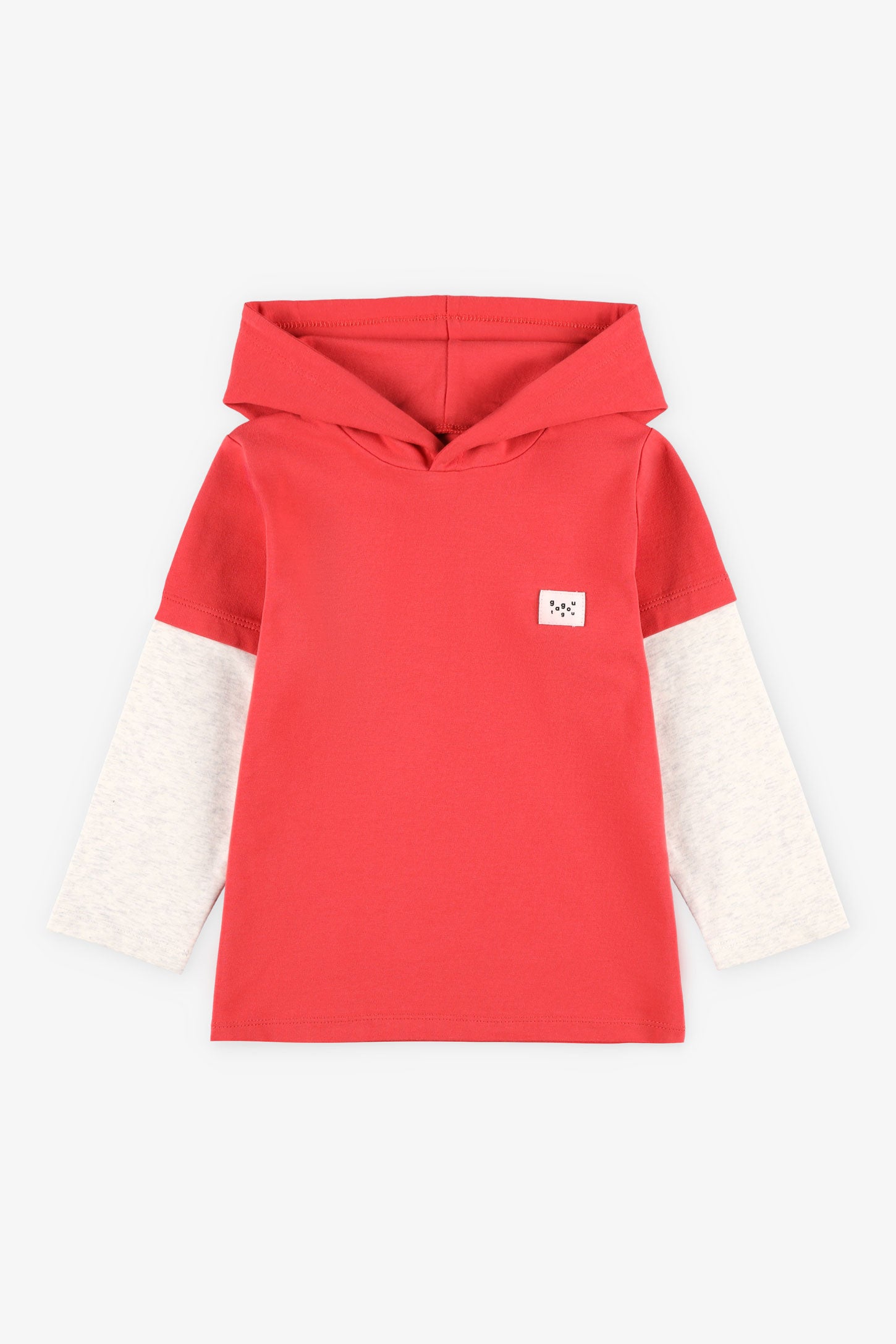 Chandail à capuchon trompe-l'œil coton - Bébé garçon && ROUGE