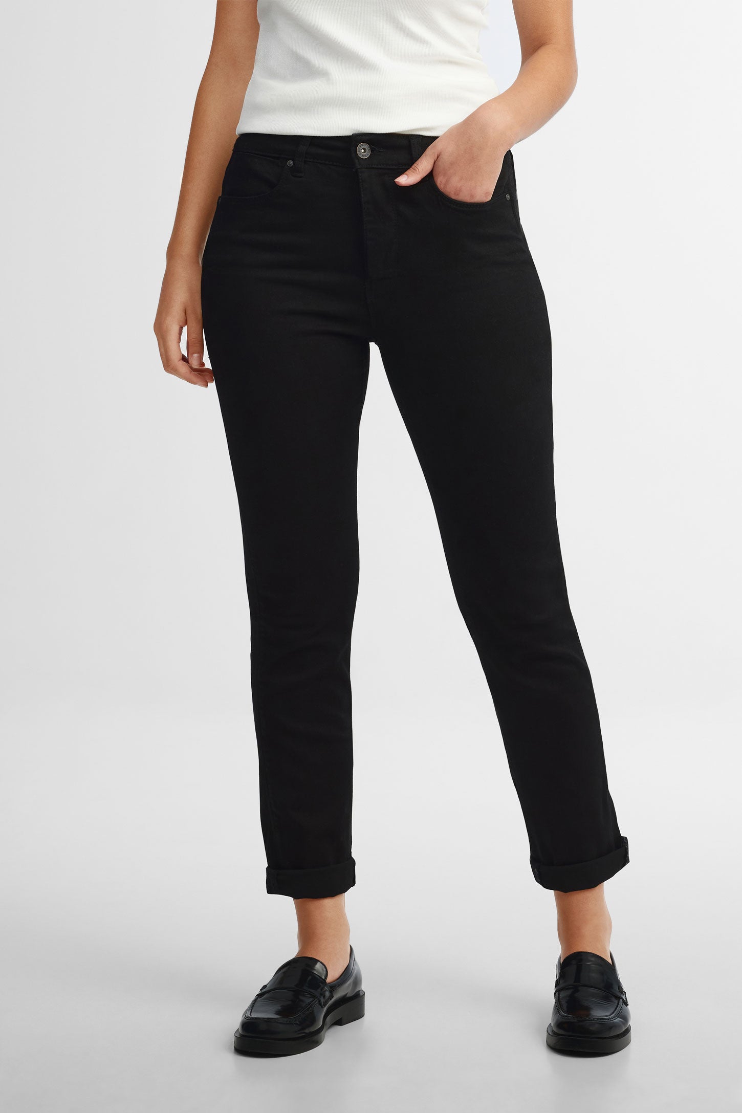 Jeans coupe ajustée - Femme && DENIM NOIR