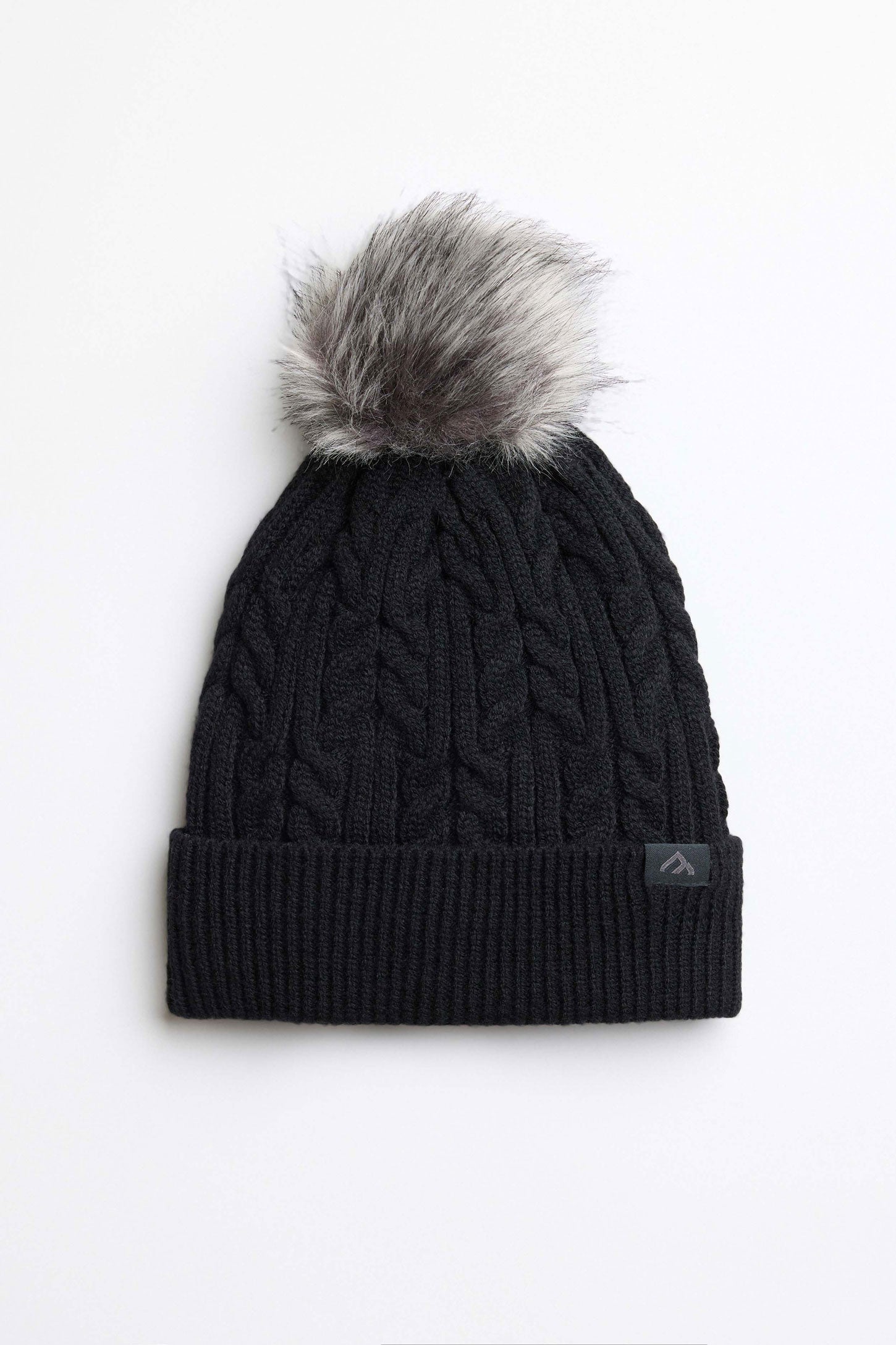 Tuque à revers et pompon en tricot BM - Ado fille && NOIR