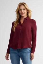 Chemisier coupe droite challis - Femme && BOURGOGNE