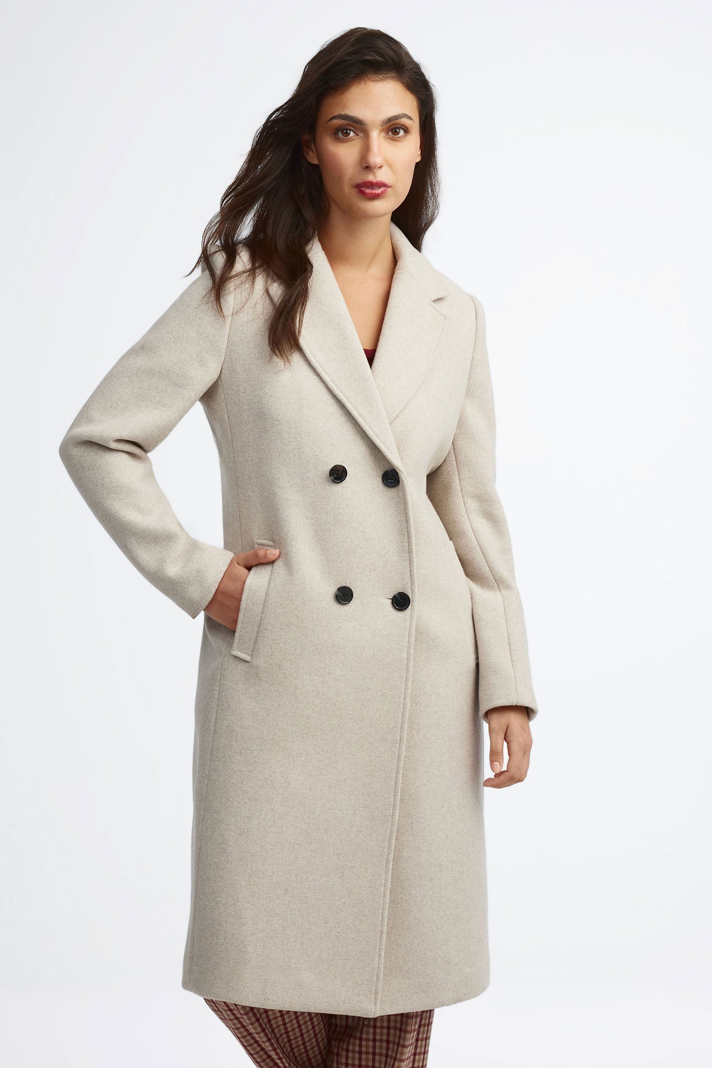 Manteau veston boutonnage double - Femme && OATMEAL