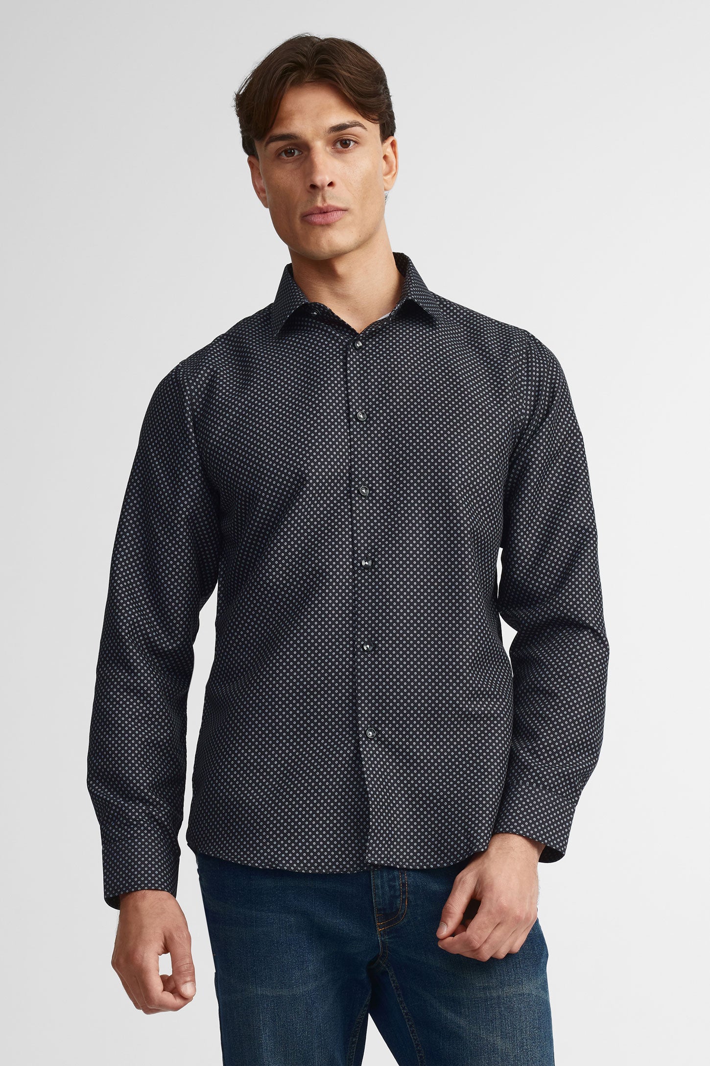 Chemise coupe ajustée coton - Homme && NOIR
