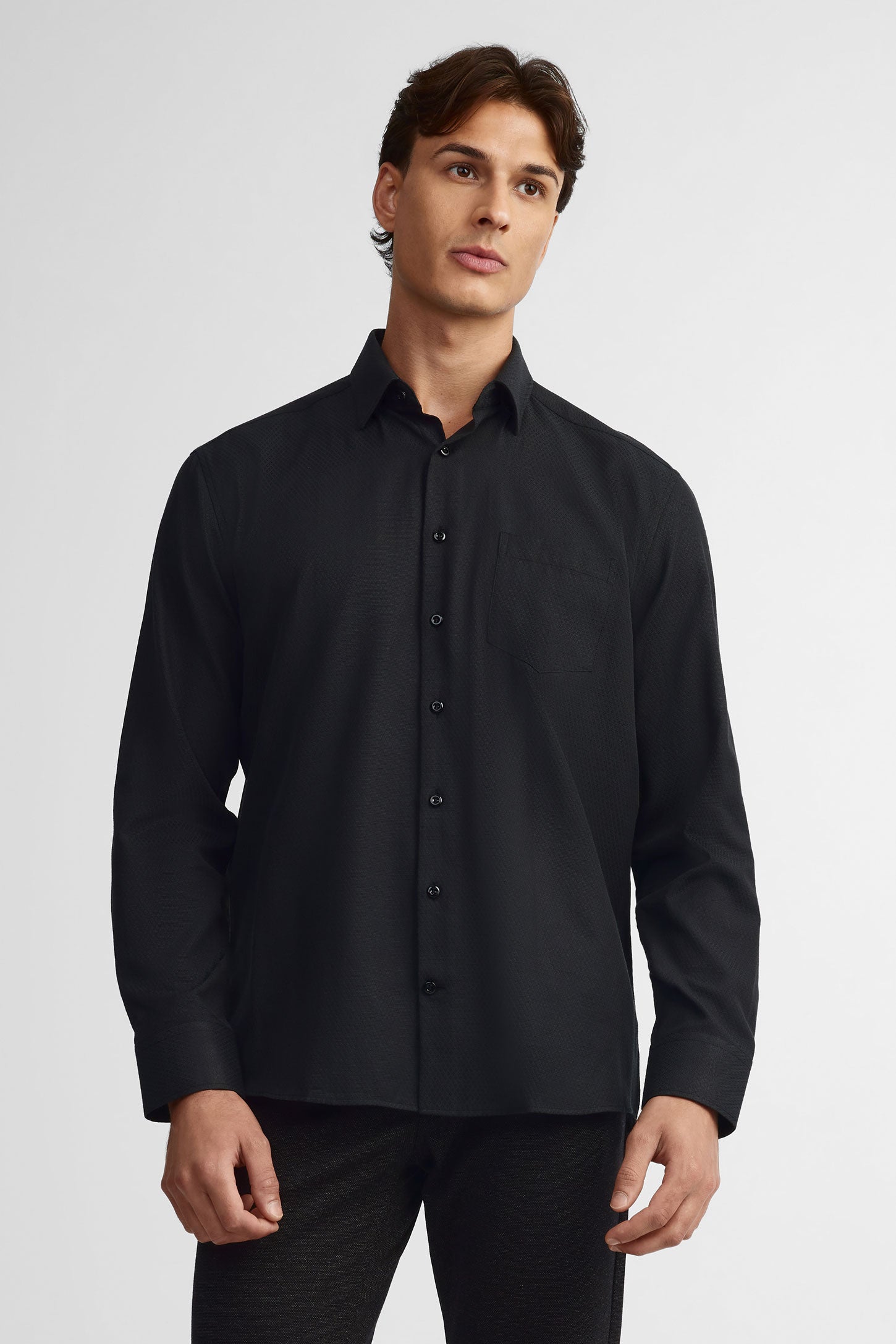 Chemise texturée coupe régulière - Homme && NOIR