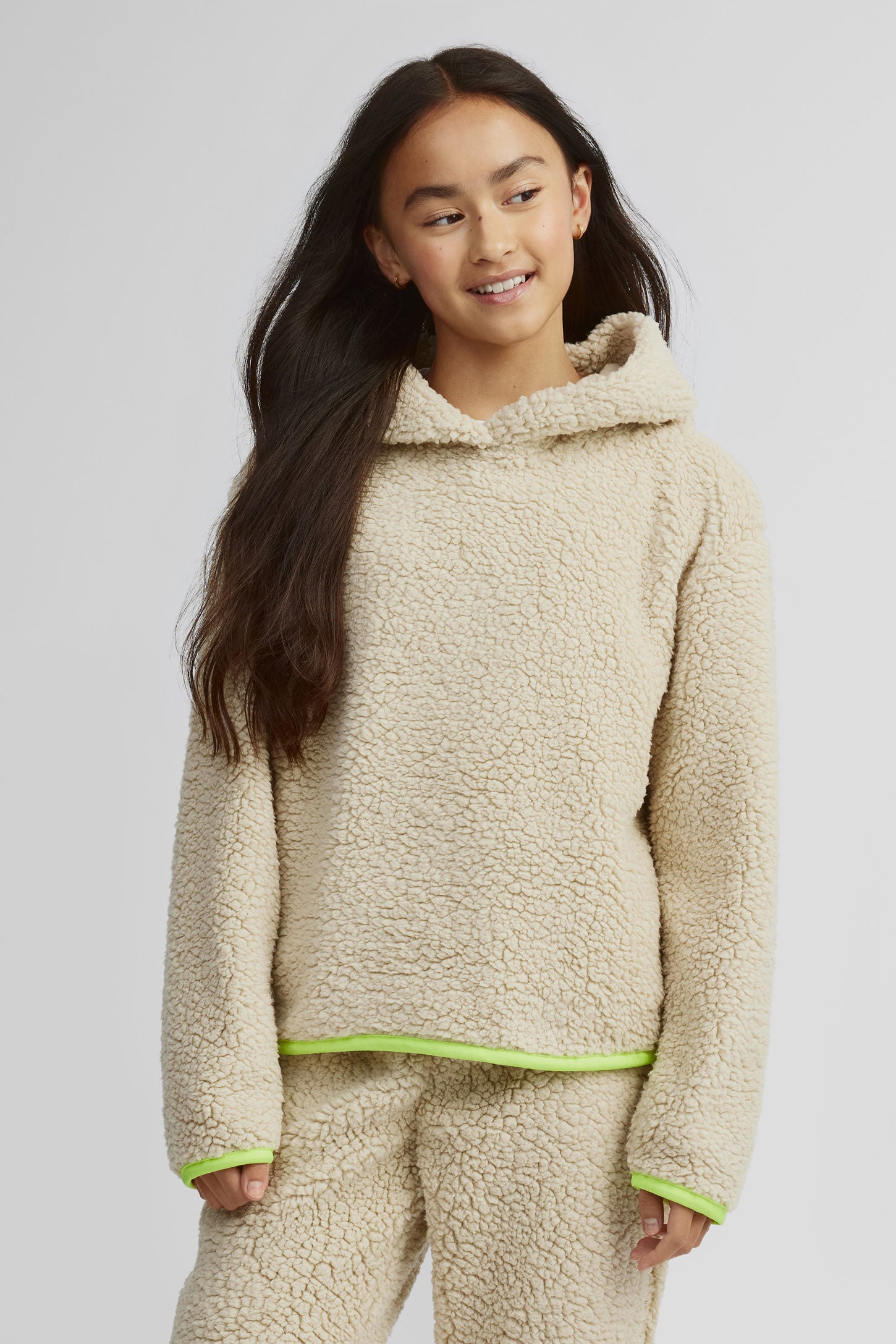 Chandail à capuchon sherpa pyjama - Ado fille && BEIGE