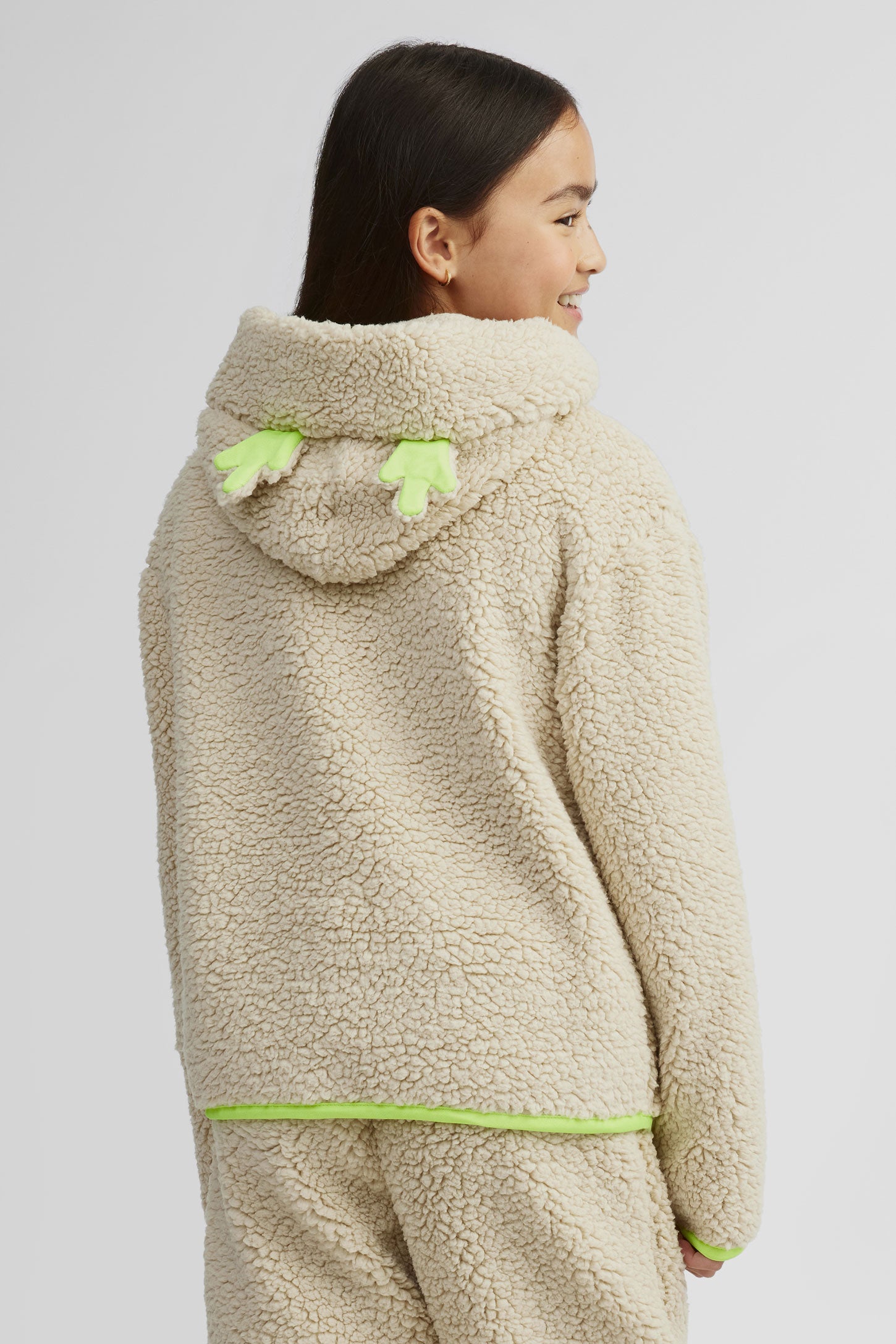 Chandail à capuchon sherpa pyjama - Ado fille && BEIGE