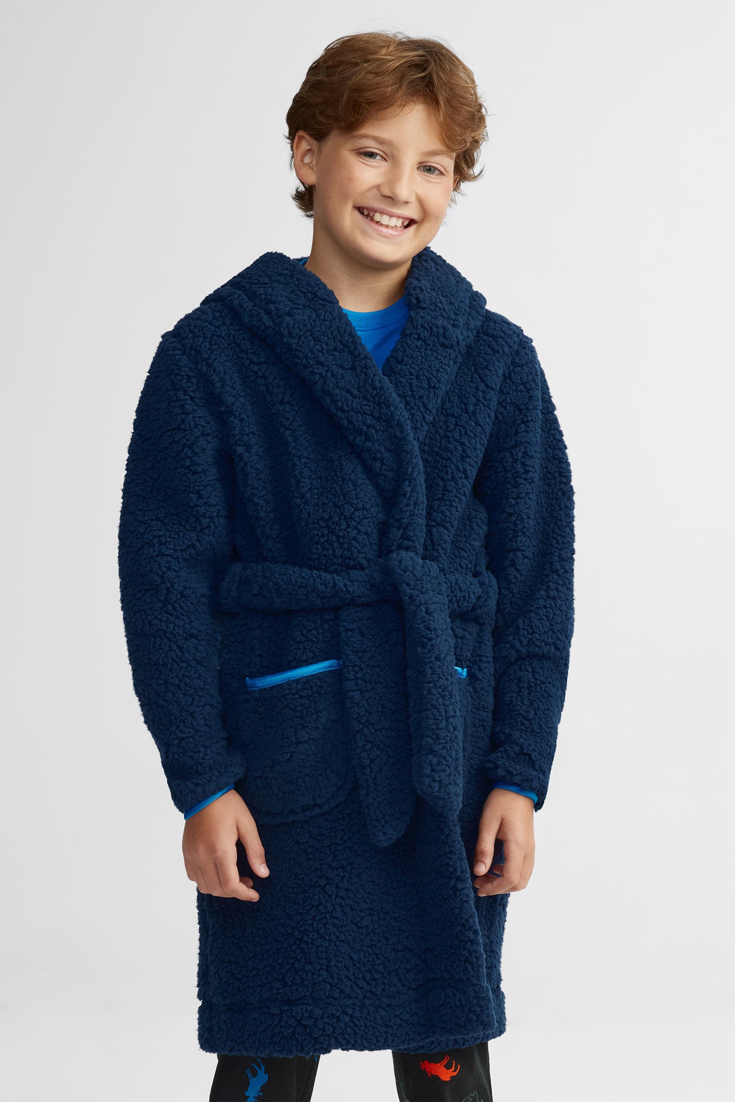 Robe de chambre à capuchon en sherpa Ado garçon – Aubainerie