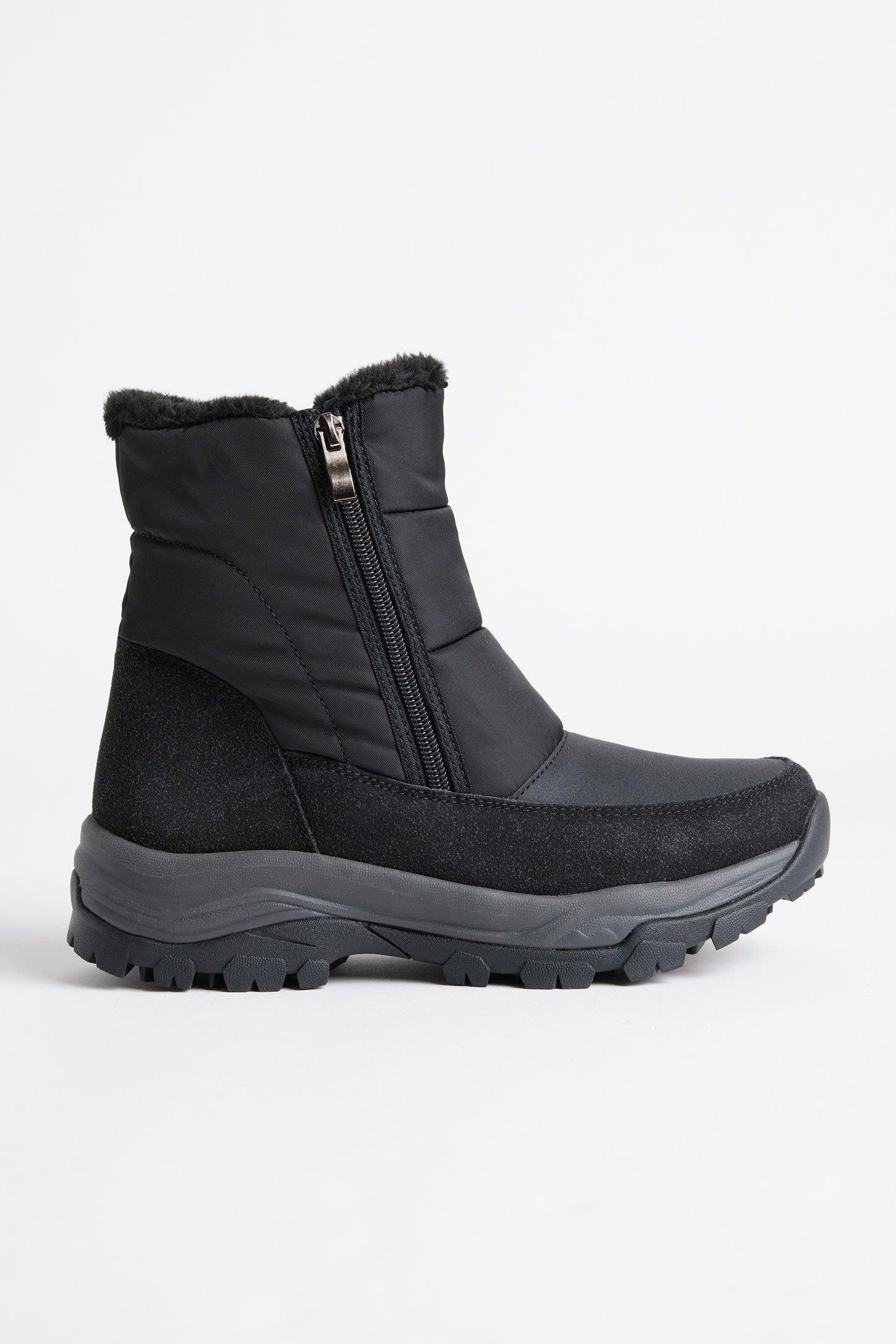 Bottes d'hiver doublées en peluche - Femme && NOIR
