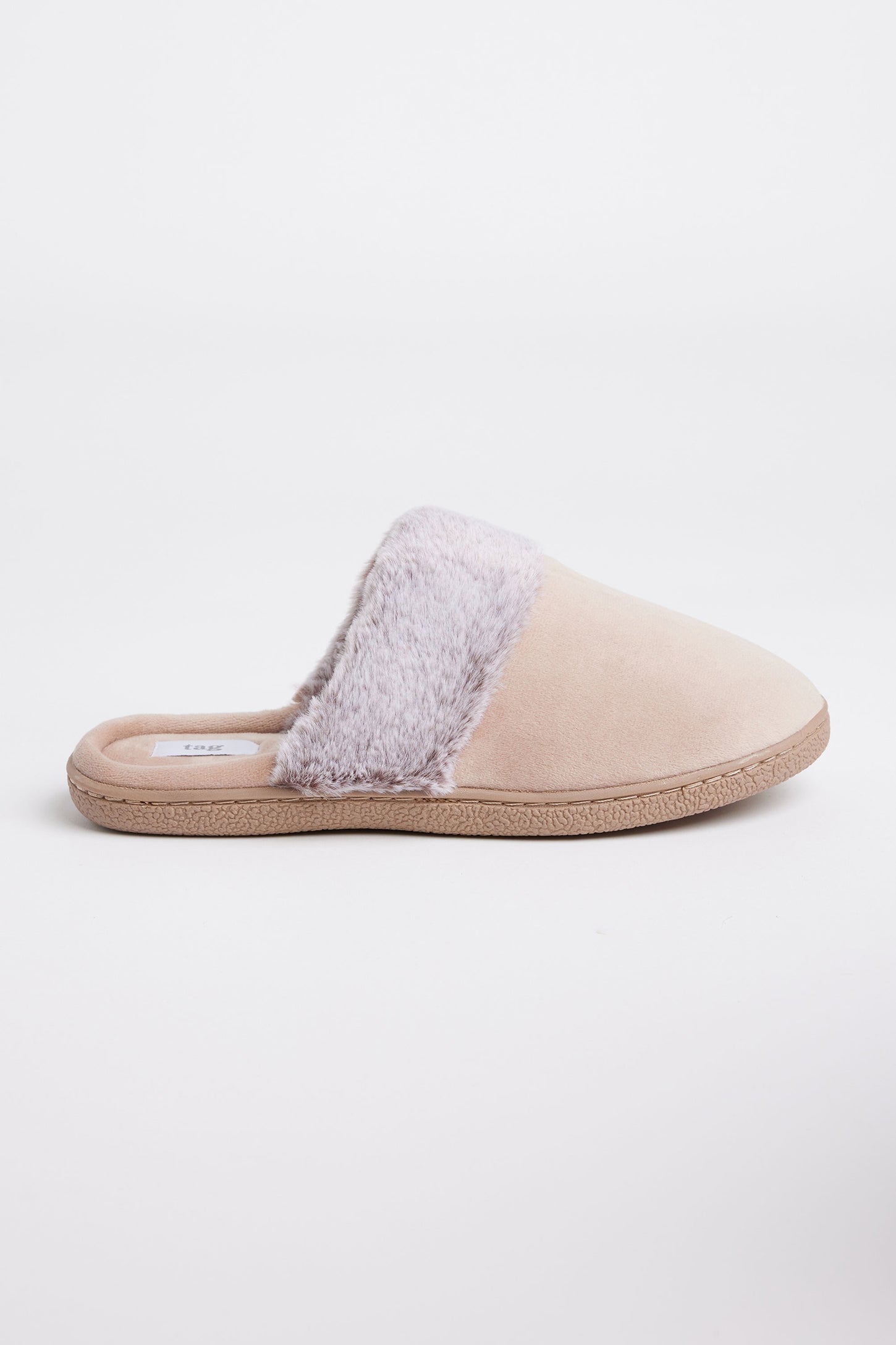 Pantoufles doublées en peluche - Femme && TAUPE
