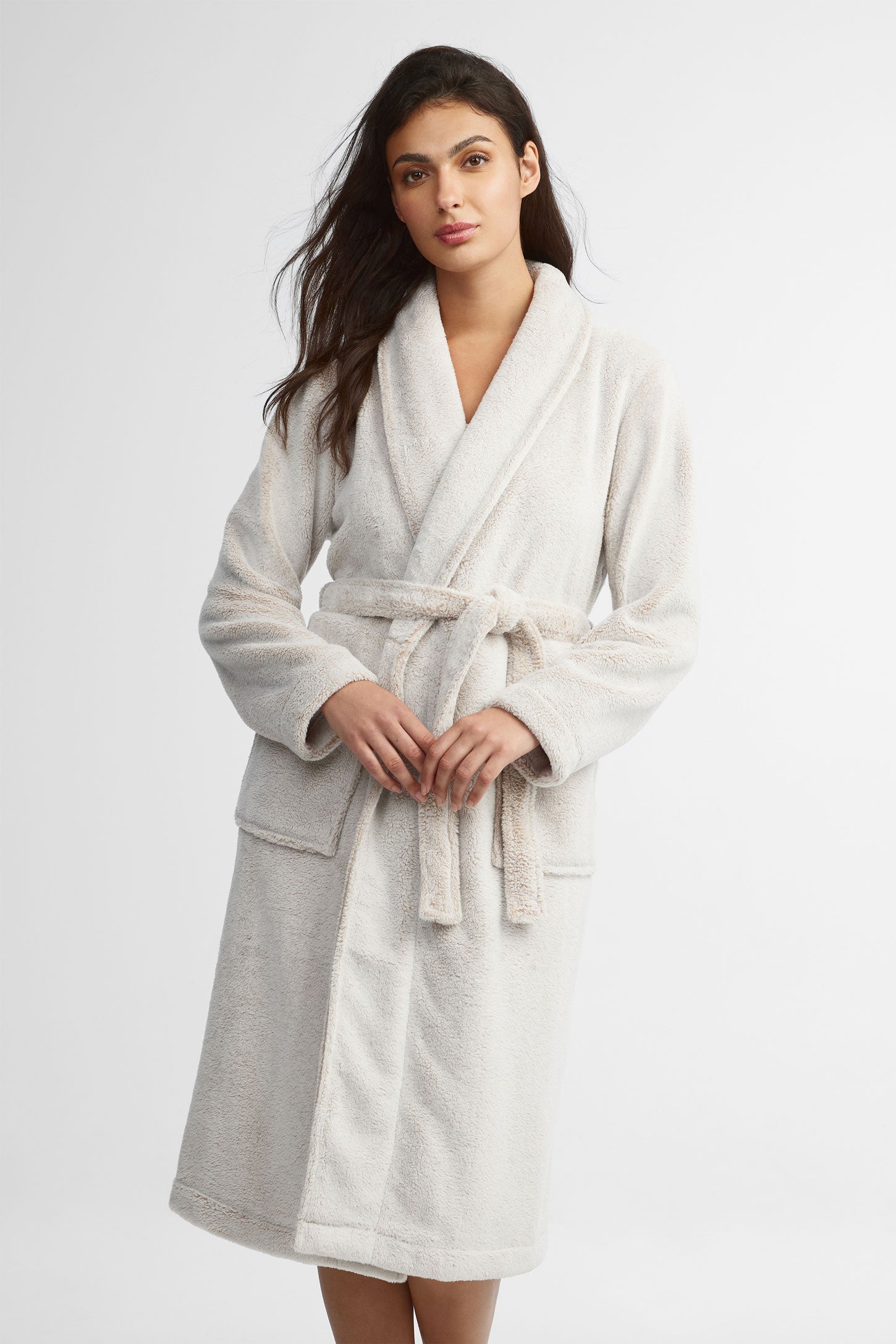 Robe de chambre en peluche - Femme && BEIGE