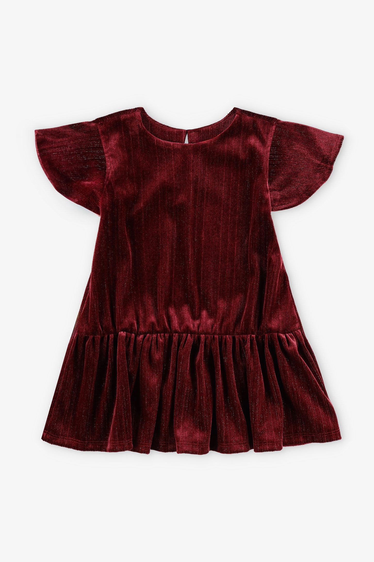 Robe à volants en velours, 2T-3T - Bébé fille && ROUGE