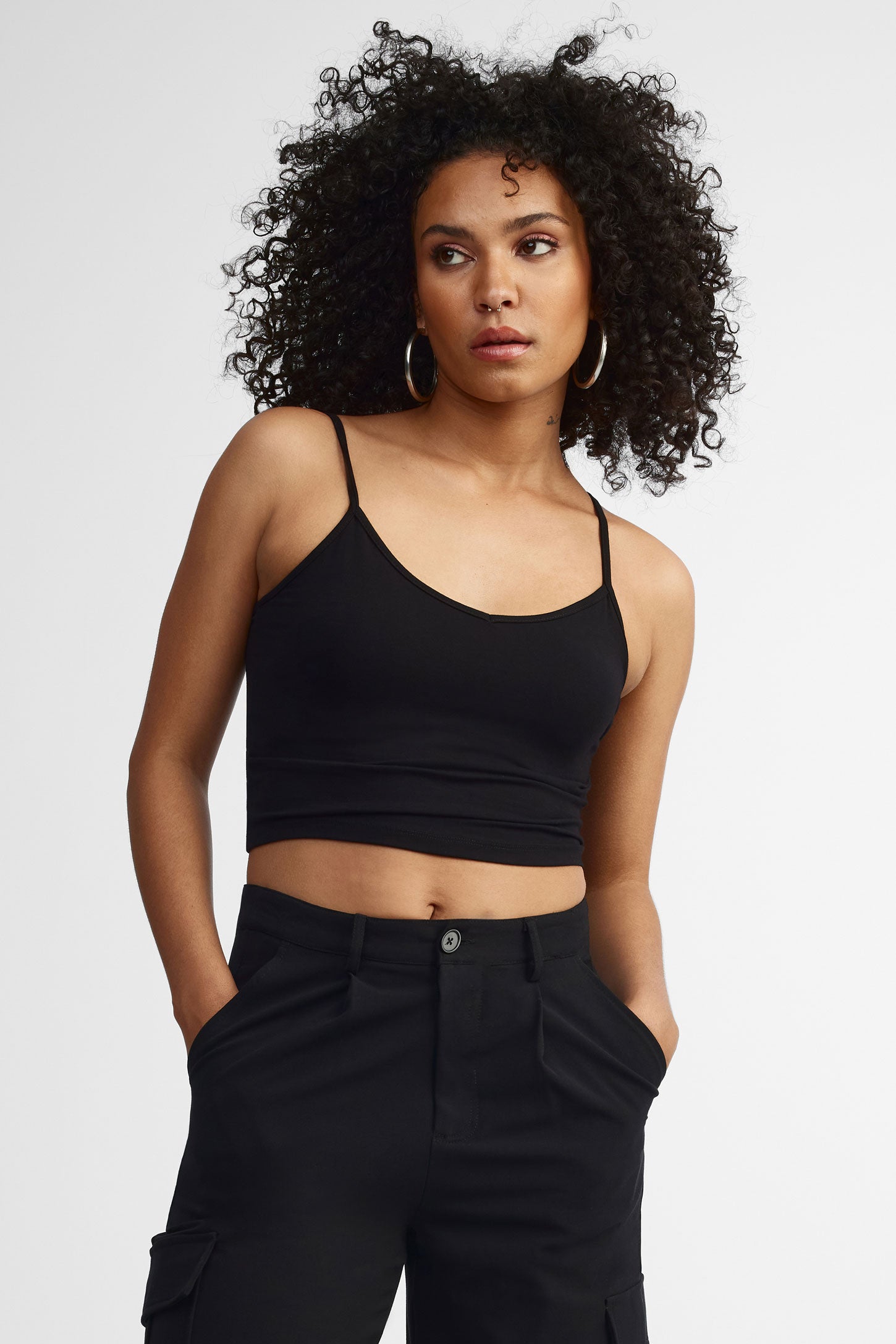 Camisole écourtée - Femme && NOIR