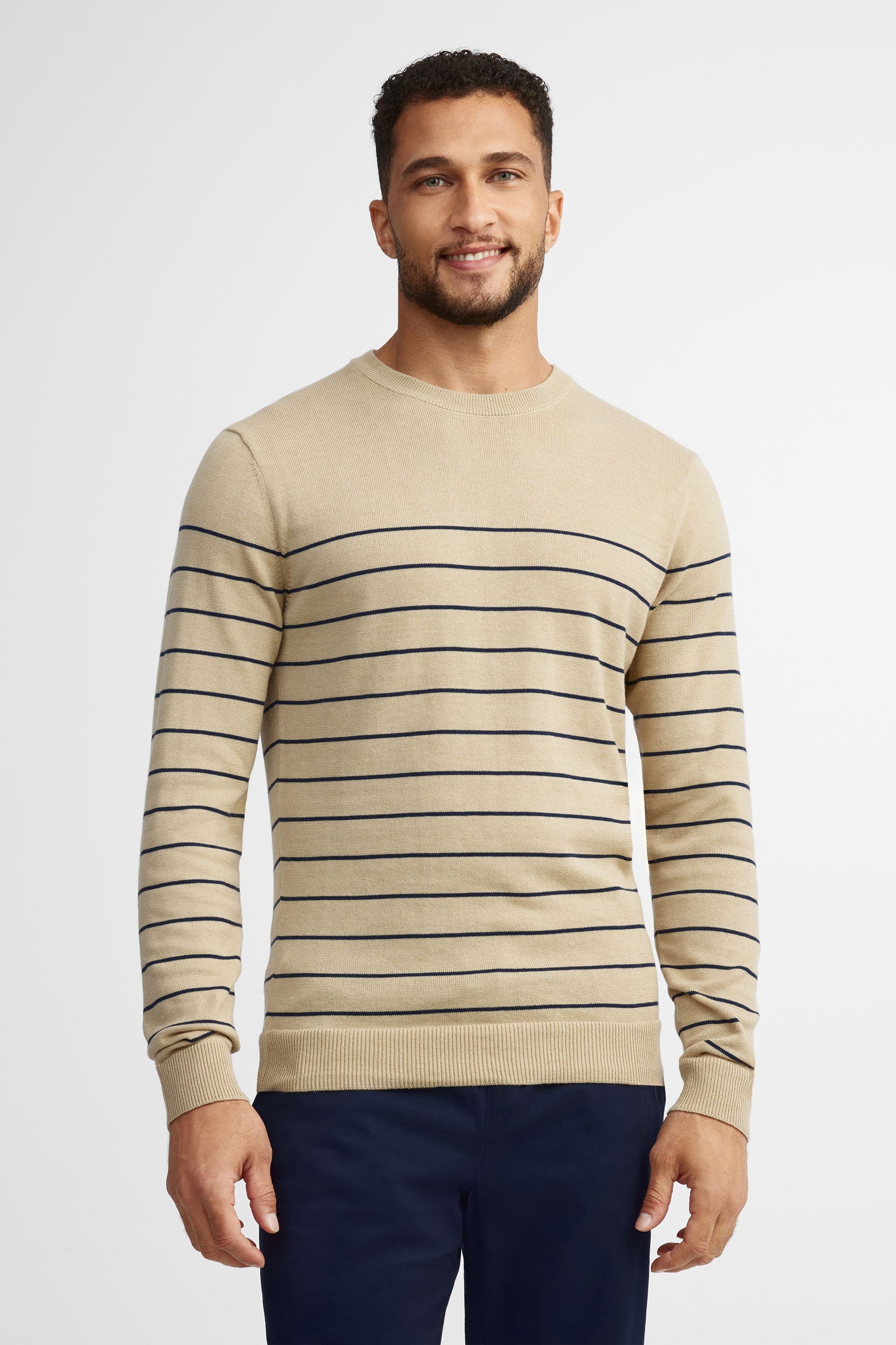Chandail tricot rayé - Homme && BEIGE/MULTI