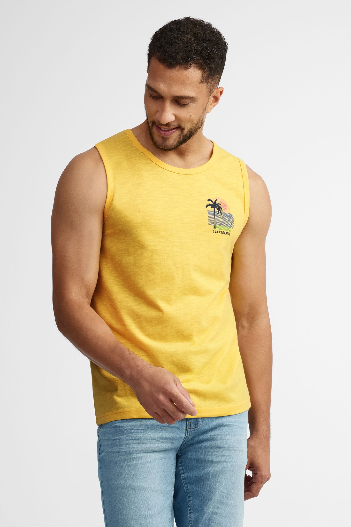 Camisole col rond en coton - Homme && JAUNE