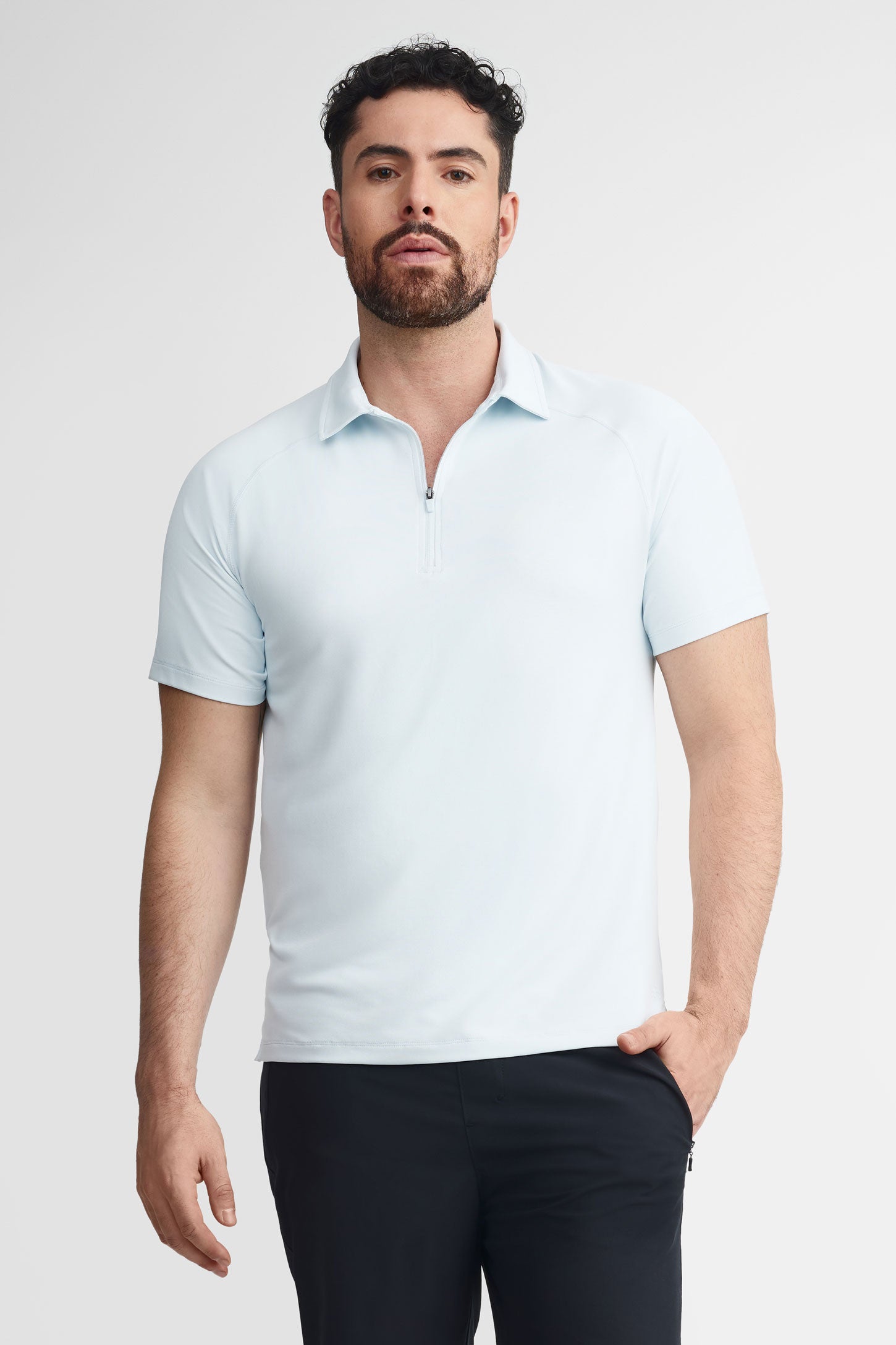 Chandail polo manches courtes - Homme && BLEU PALE