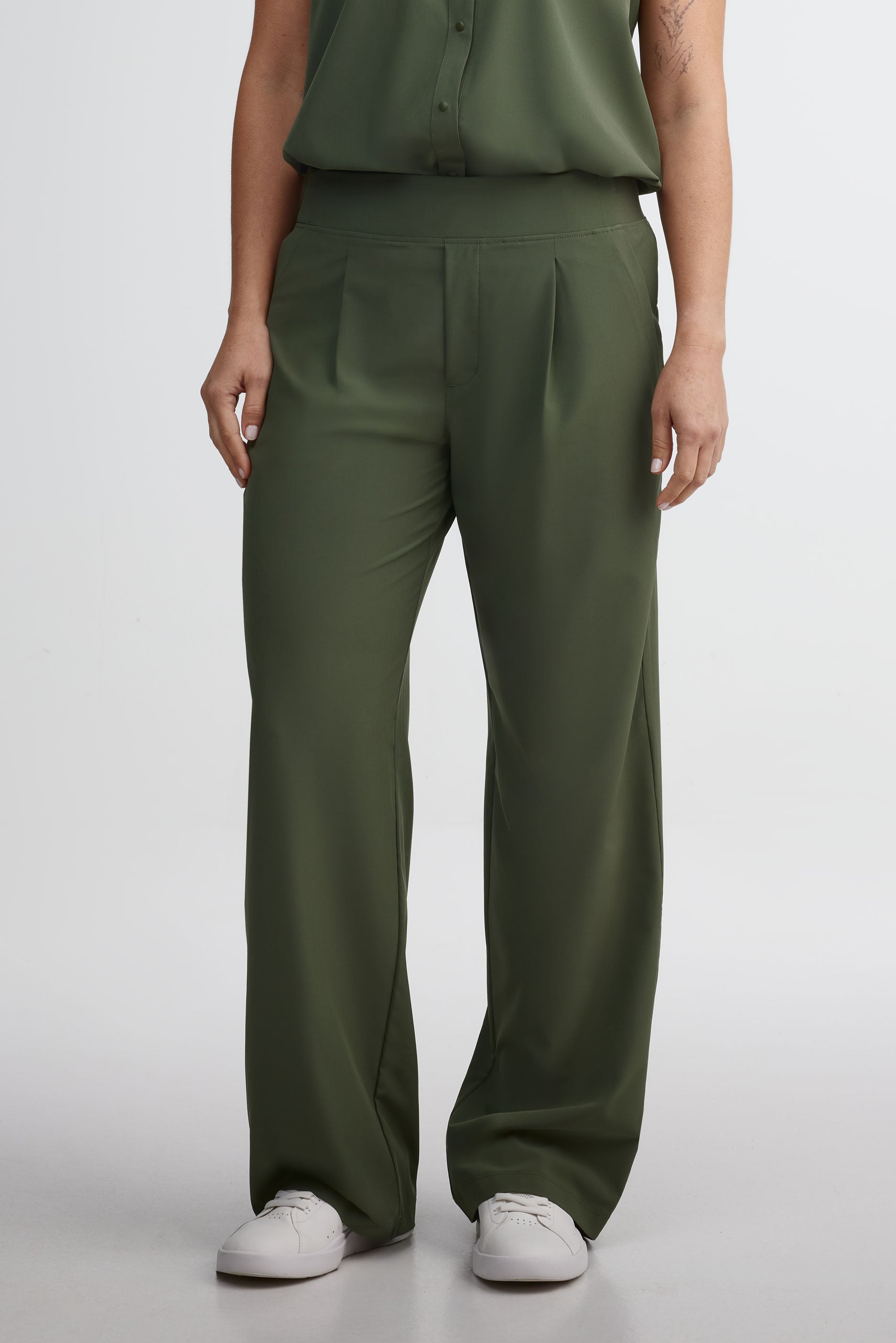 Pantalon jambe large BM - Femme && VERT