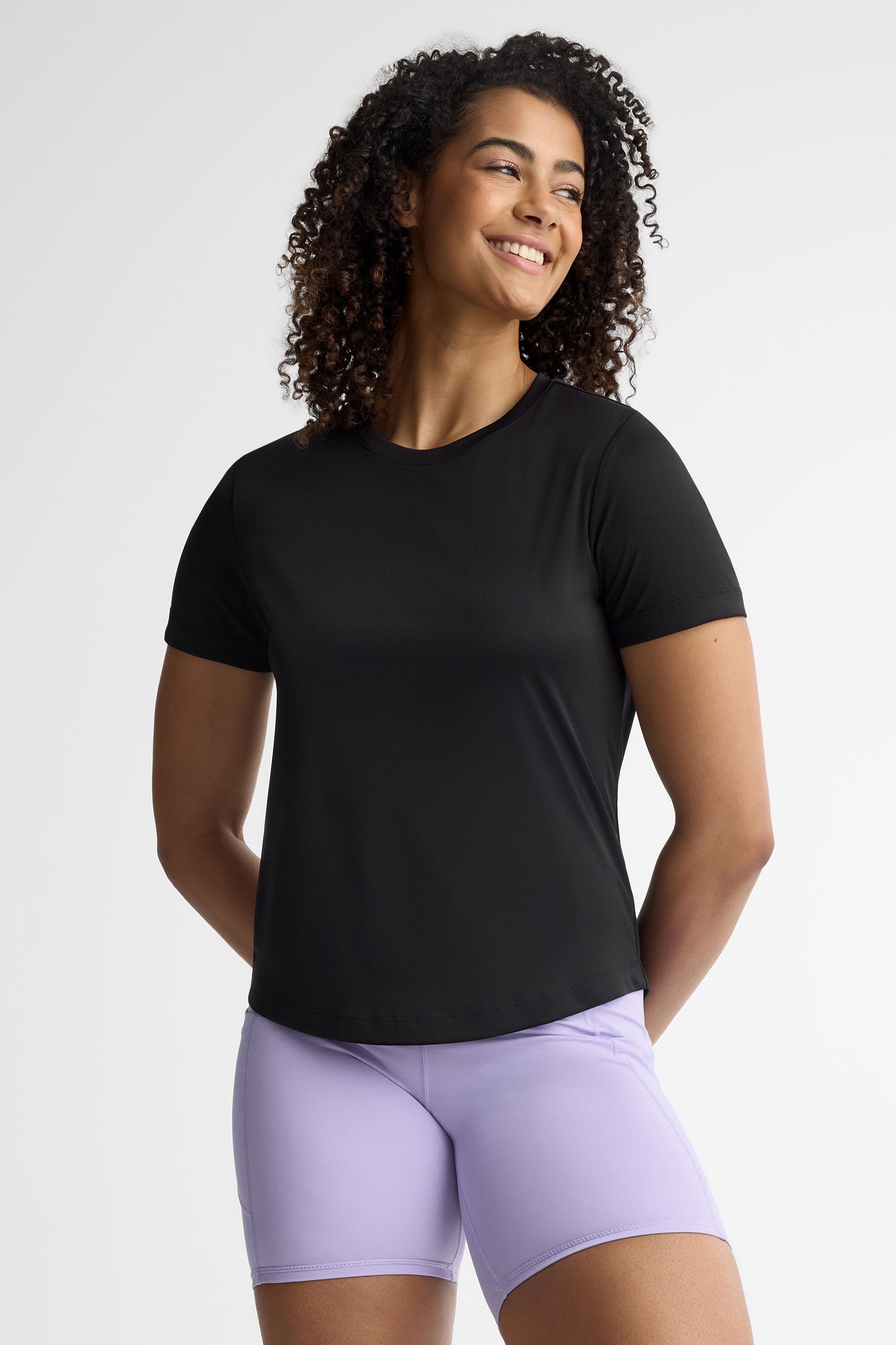 T-shirt col rond athlétique - Femme && NOIR