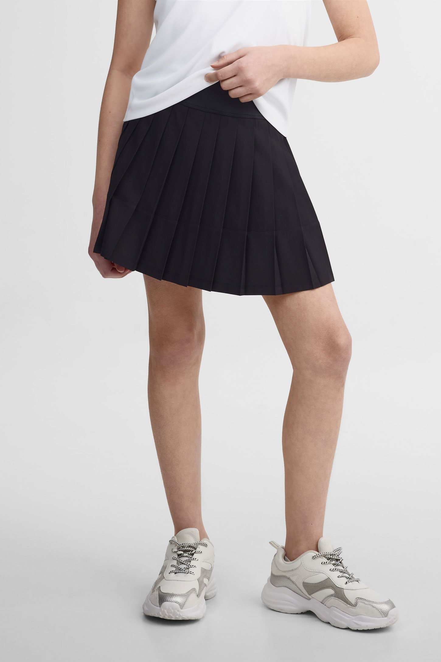 Jupe-short à plis extensible 4 sens - Ado fille && NOIR