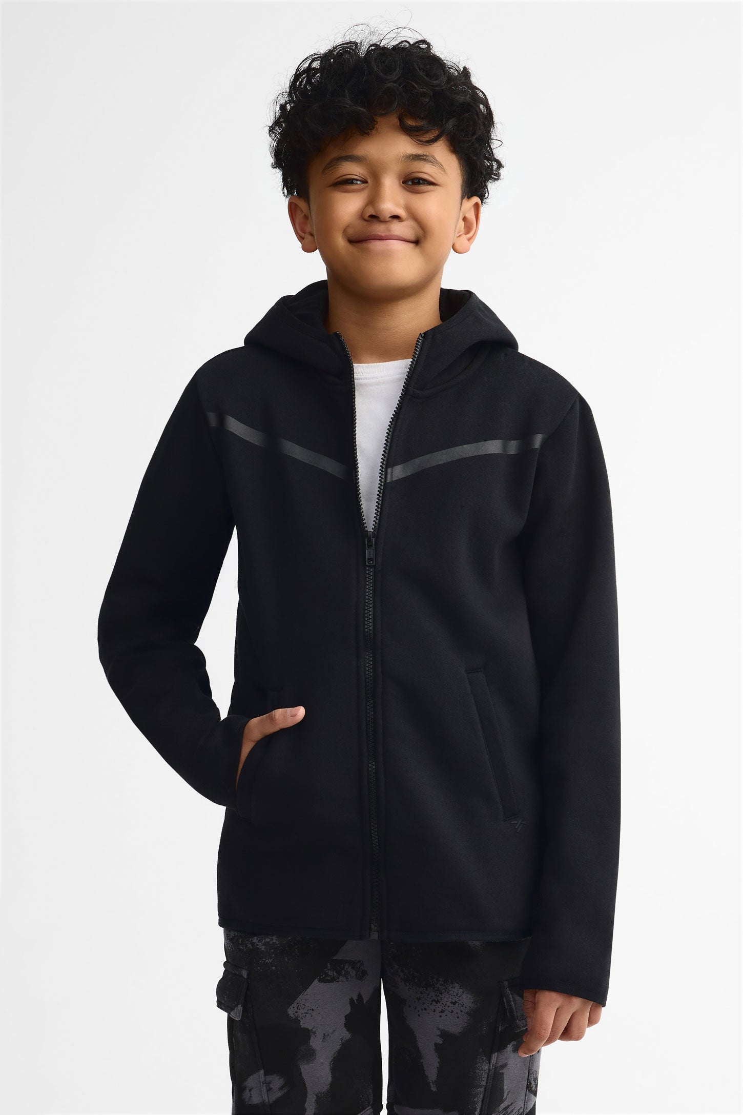 Veste à capuchon athlétique - Ado garçon && NOIR