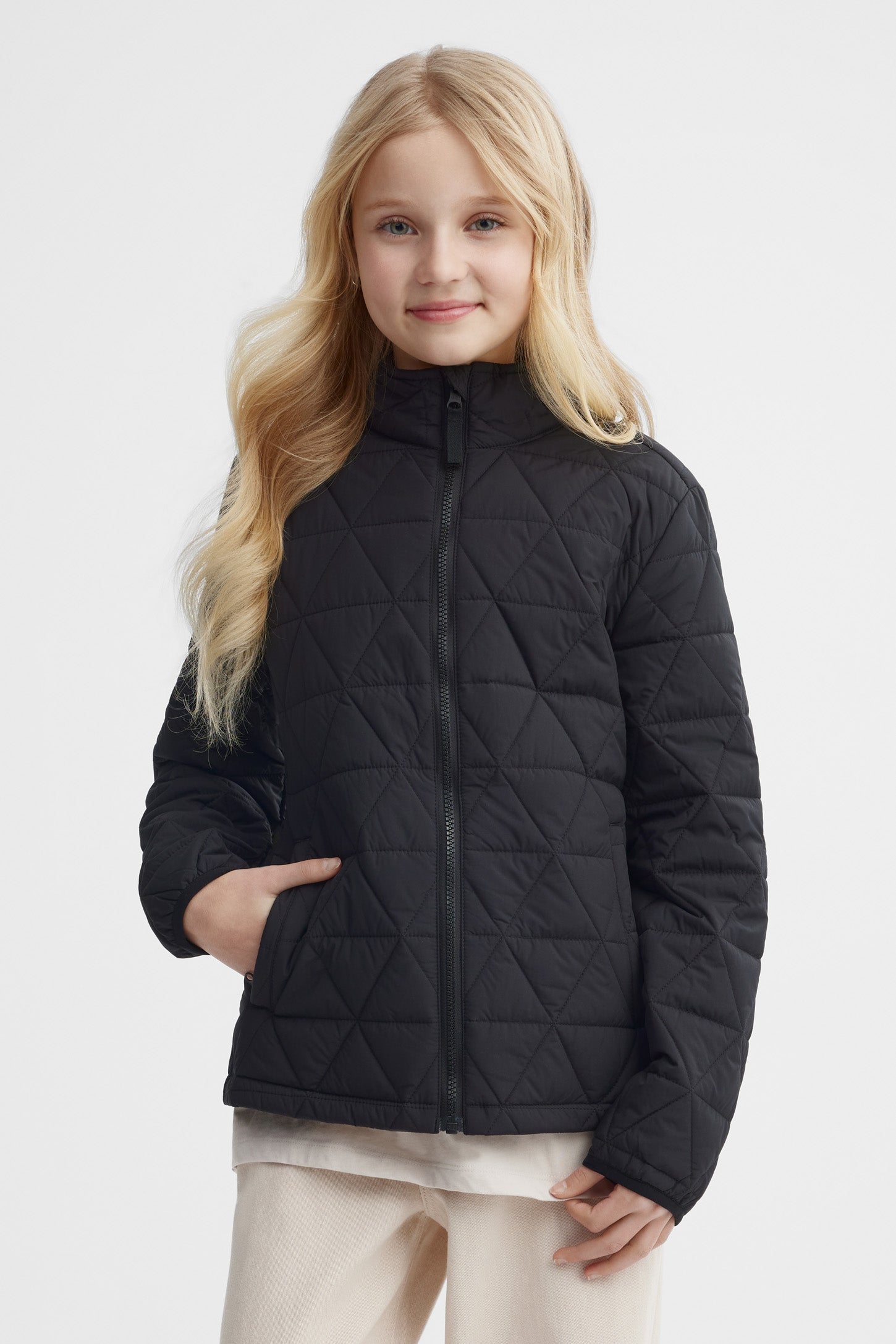 Manteau matelassée mi-saison - Ado fille && NOIR