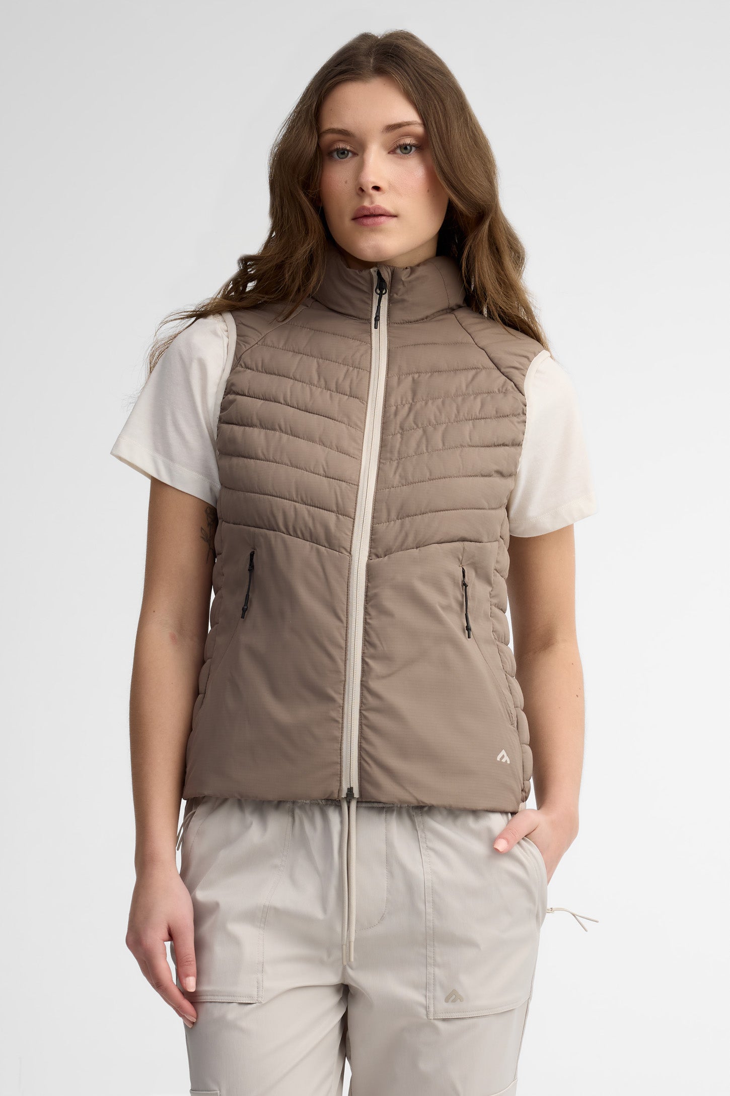 Veste matelassée sans manches en ripstop - Femme && BRUN